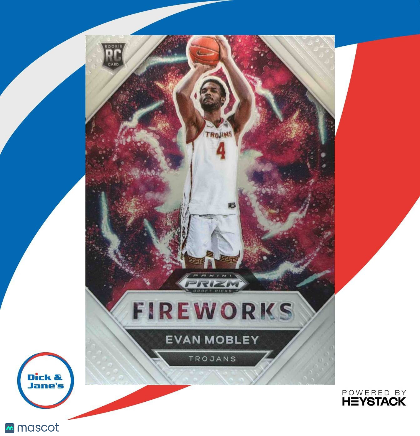 2021-22 Panini Prizm Draft Picks Evan Mobley Fireworks #2 RC USC Trojans - Sports Cards