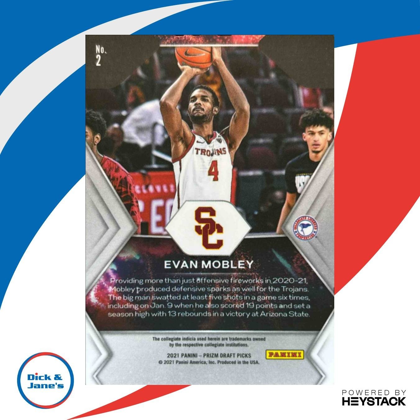 2021-22 Panini Prizm Draft Picks Evan Mobley Fireworks #2 RC USC Trojans - Sports Cards