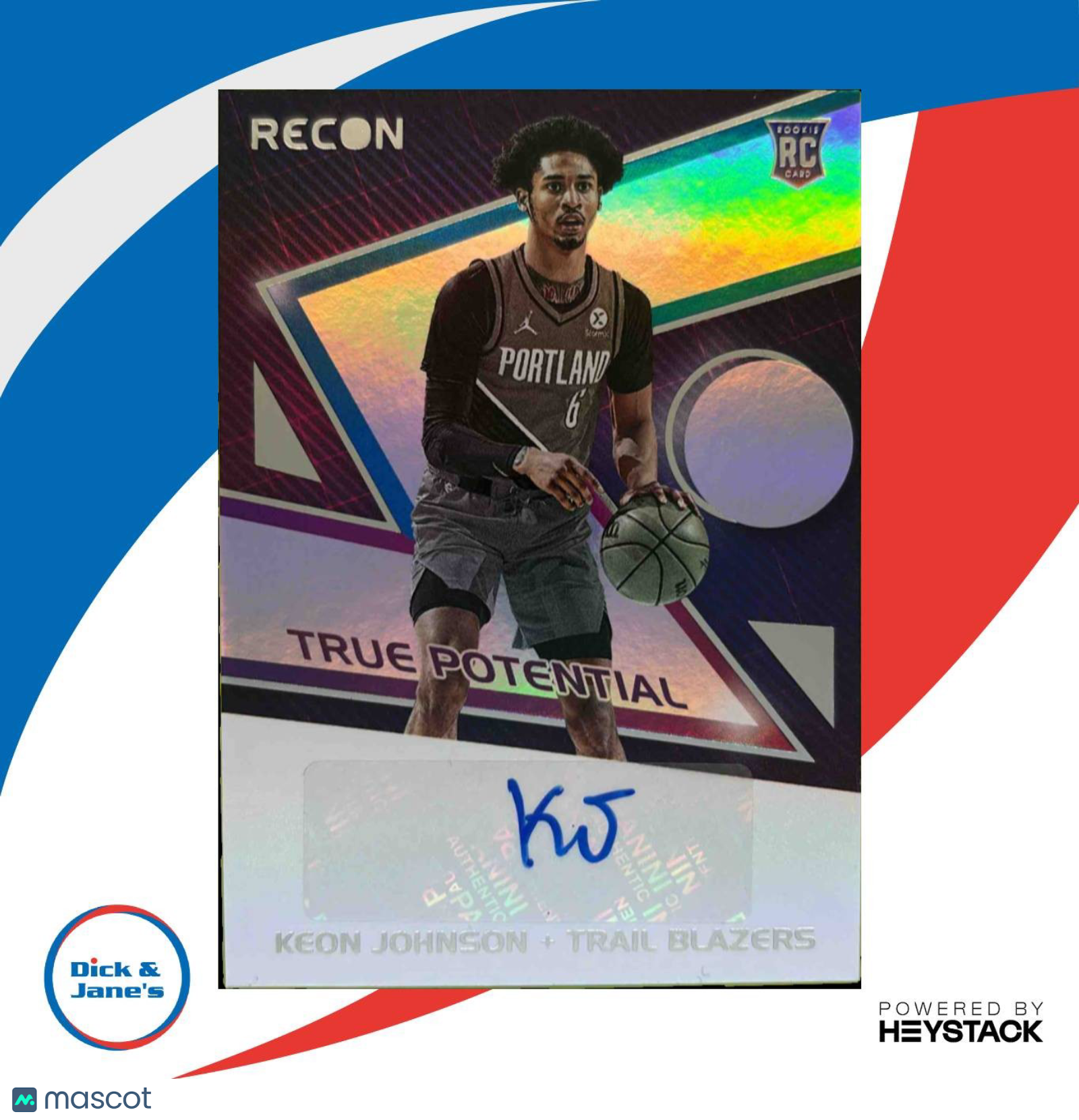 2021-22 Panini Recon Keon Johnson True Potential Signatures RC Auto Trail Blazer - Sports Cards
