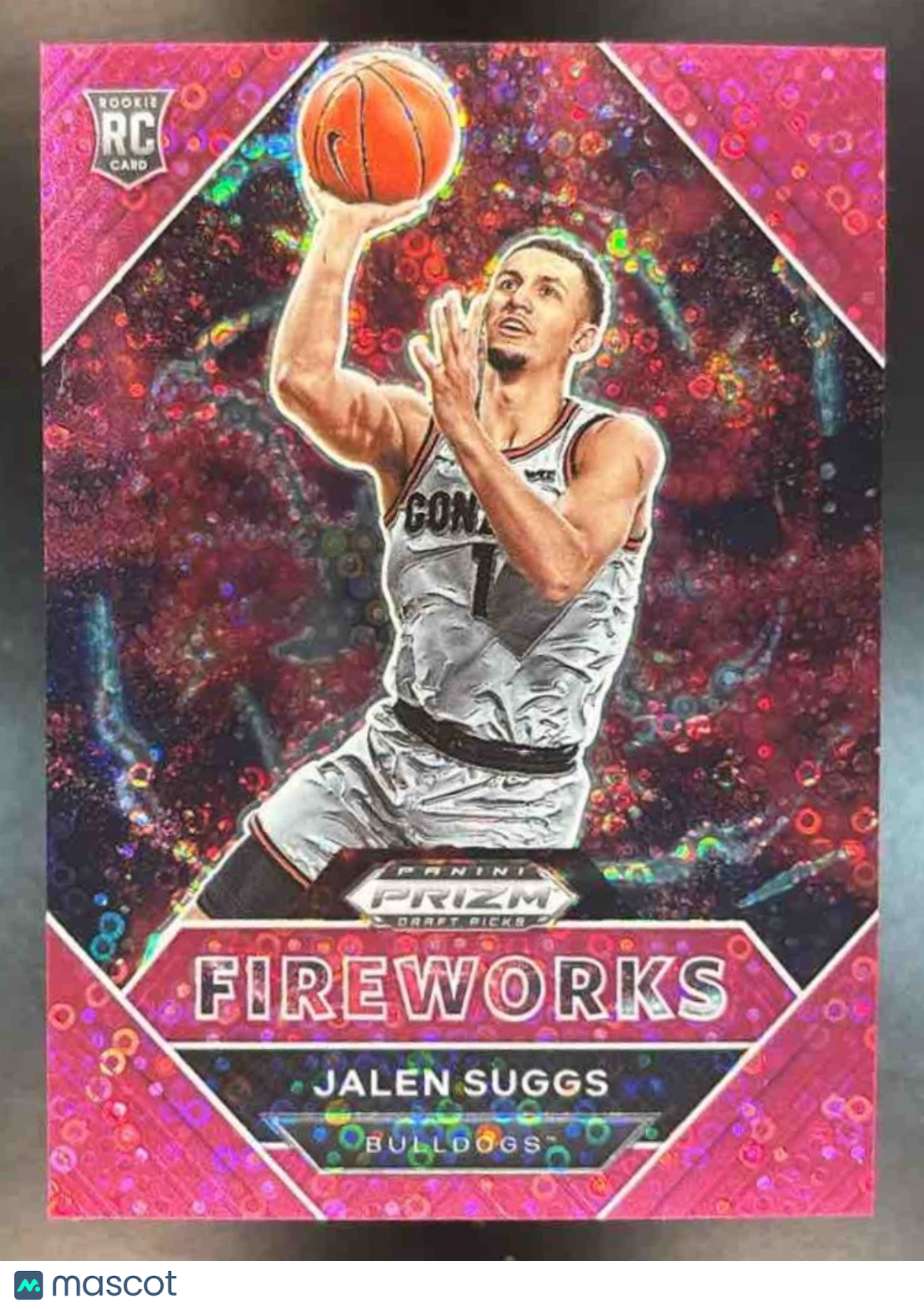 2021-22 Prizm Draft Picks Jalen Suggs Fireworks Pink Circles /20 #3 RC Bulldogs - Sports Cards
