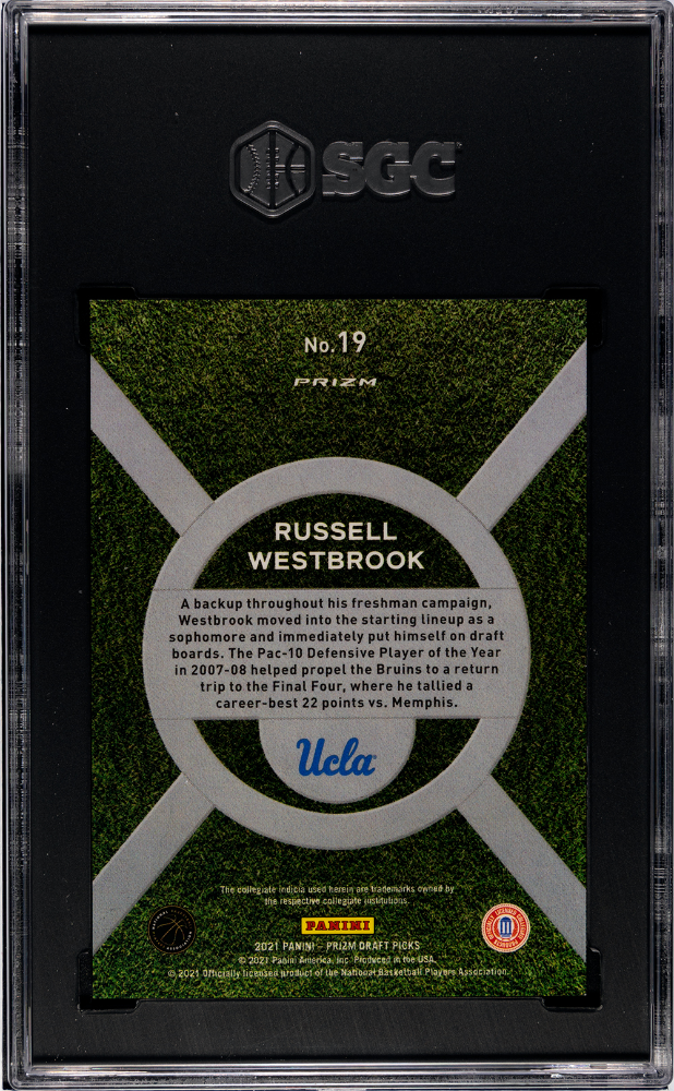 2021-22 Prizm Draft Picks Russell Westbrook On Campus #19 SGC 10 GEM MINT UCLA - Graded Sports Cards