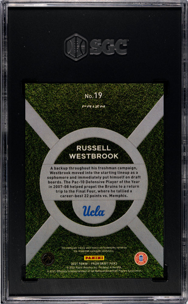 2021-22 Prizm Draft Picks Russell Westbrook On Campus #19 SGC 10 GEM MINT UCLA - Graded Sports Cards