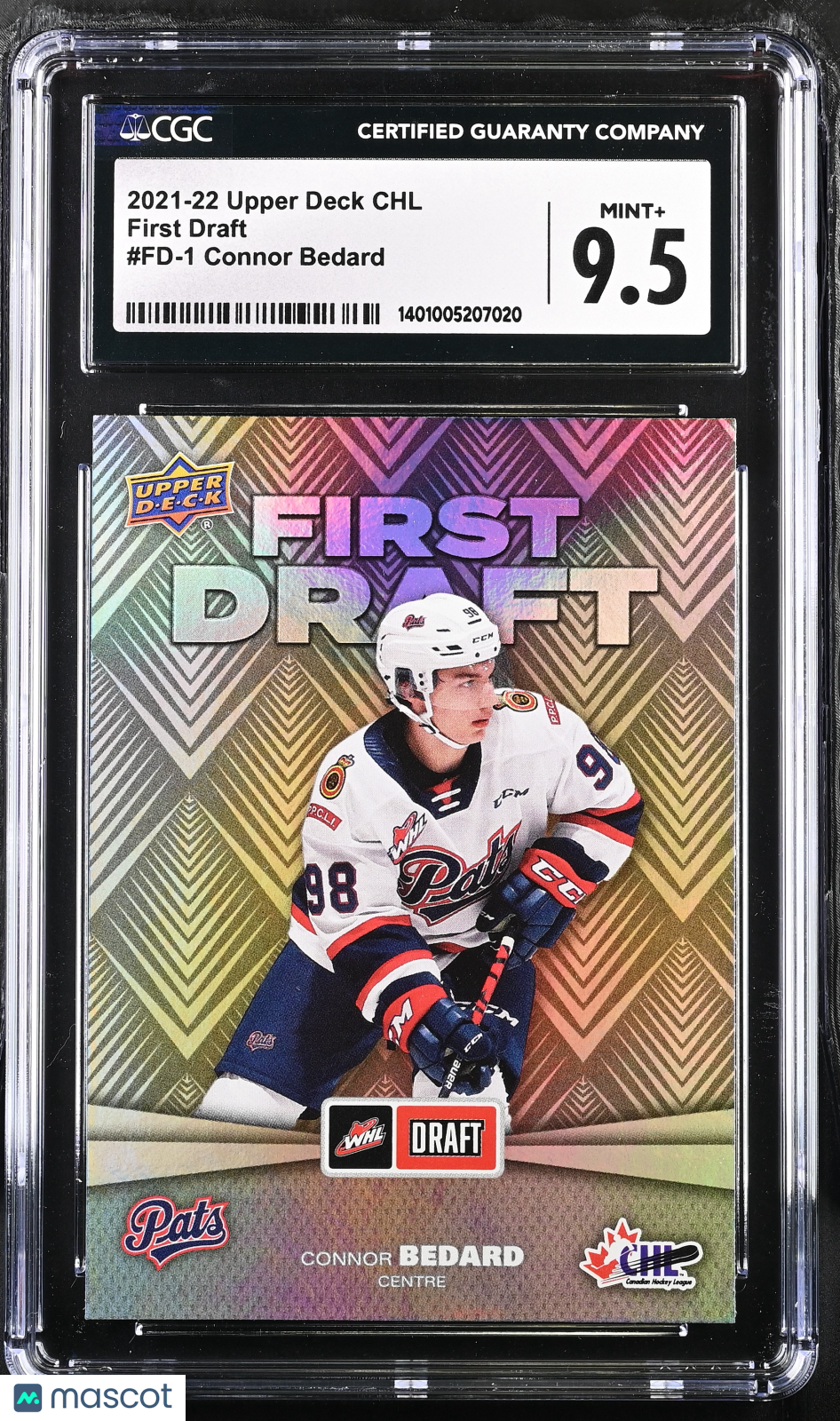 2021-22 Upper Deck CHL Connor Bedard Rookie First Draft #FD-1 CGC 9.5 MINT+ - Graded Sports Cards