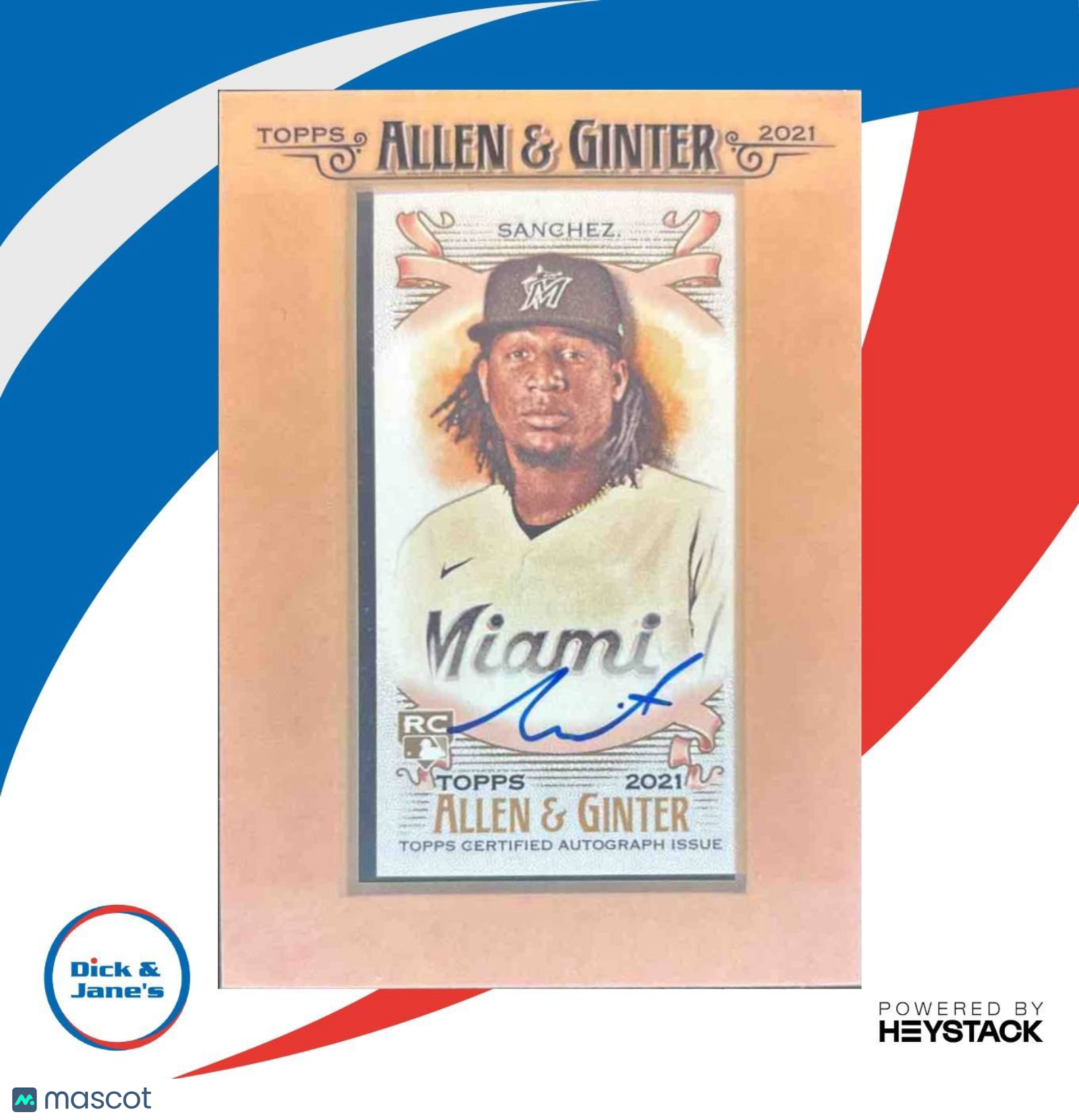 2021 Allen & Ginter Sixto Sanchez Framed Mini Baseball Auto RC Miami Marlins - Sports Cards