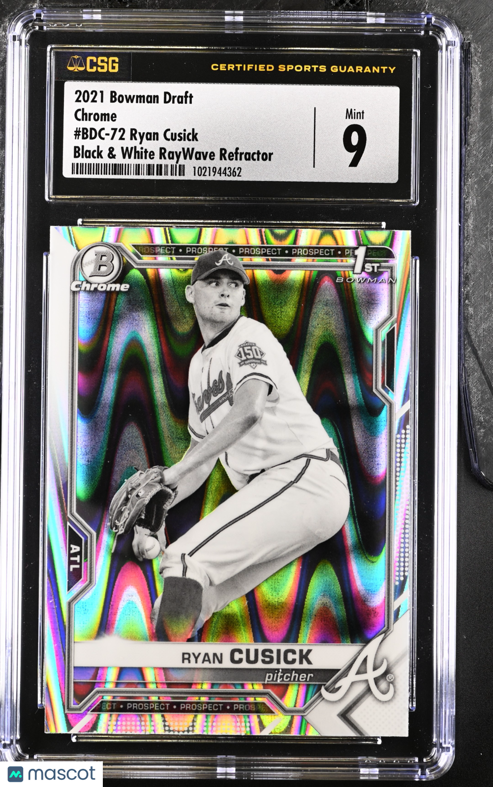 2021 Bowman Draft Ryan Cusick Black & White RayWave Refractor Chrome #BDC-27 CGC 9 - Graded Sports Cards