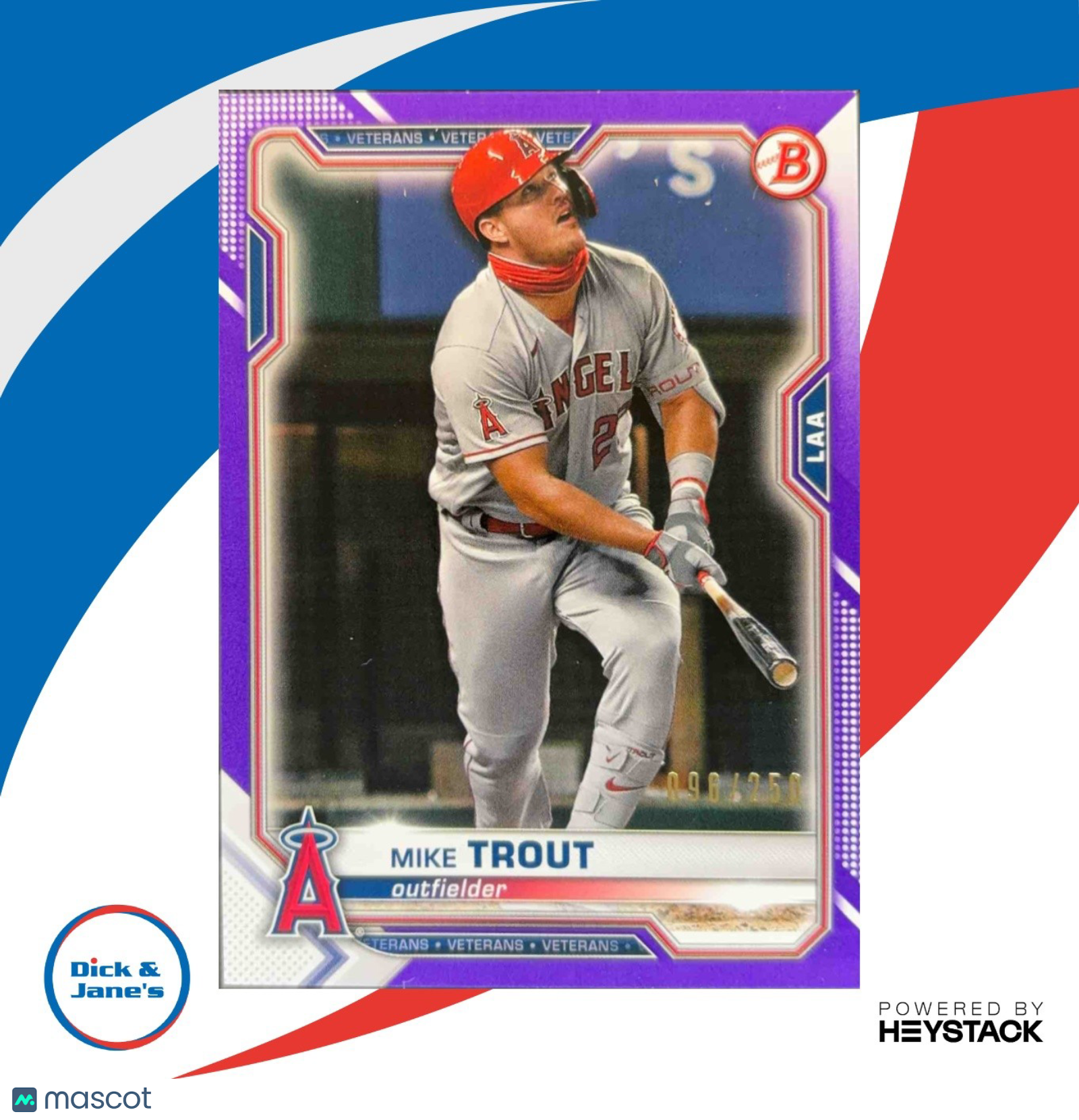 2021 Bowman Mike Trout Purple 9/250 #17 Los Angeles Angels - Sports Cards