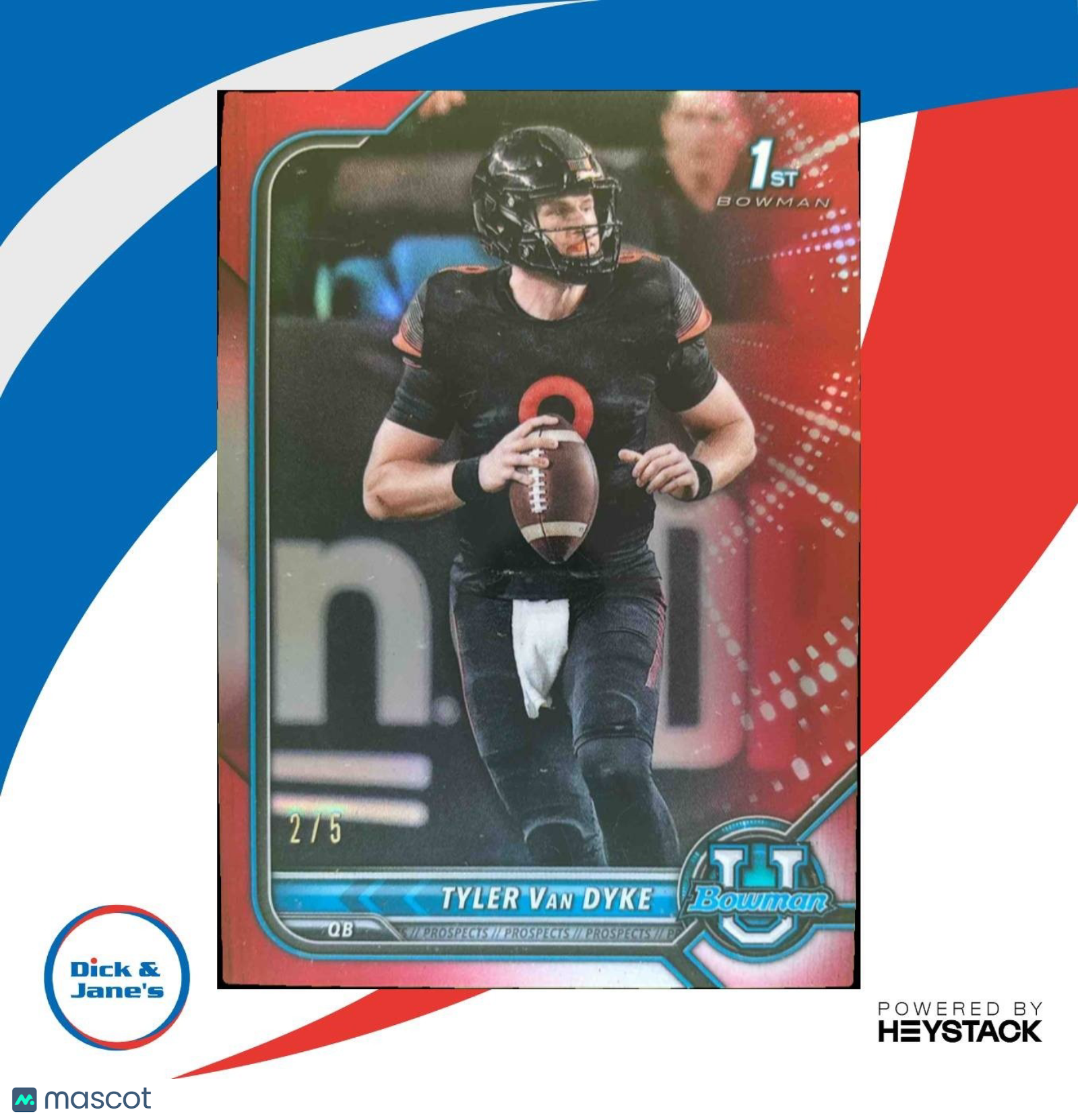 2021 Bowman University Tyler Van Dyke Chrome Red 2/5 #53 Miami Hurricanes - Sports Cards