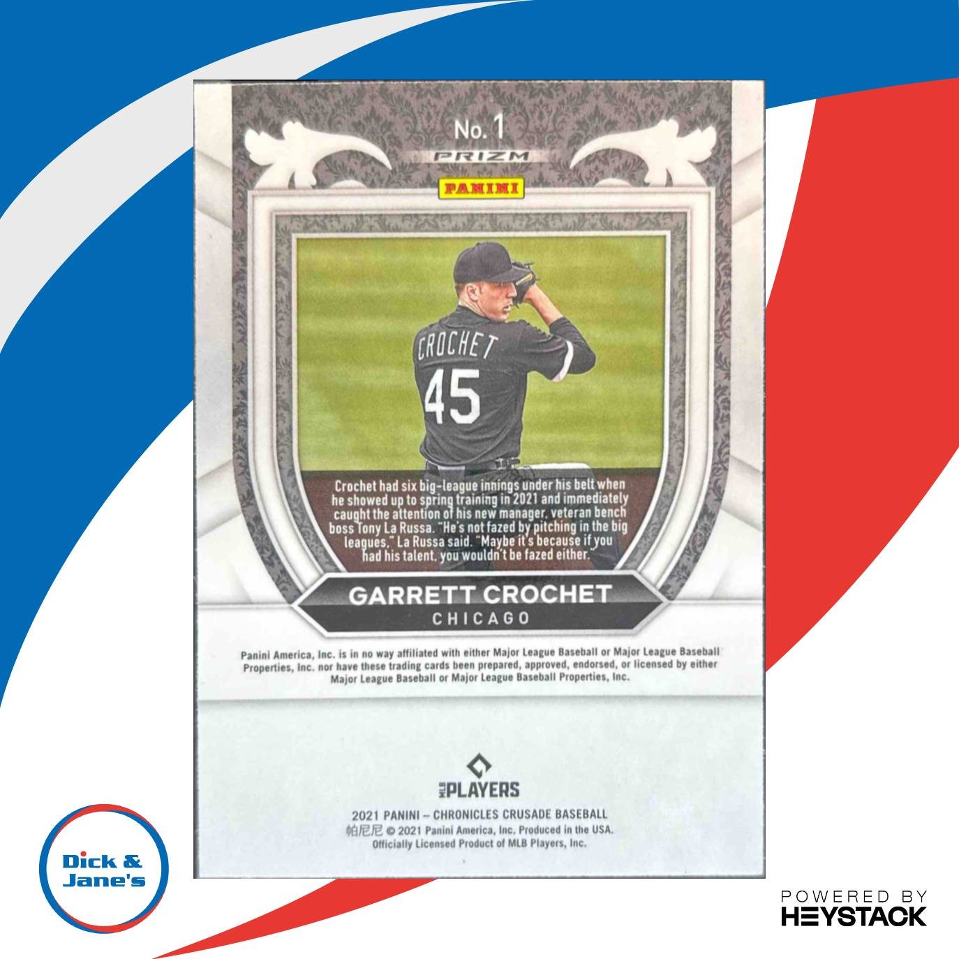 2021 Chronicles Garrett Crochet Crusade Purple Velocity #1 RC Chicago White Sox - Sports Cards