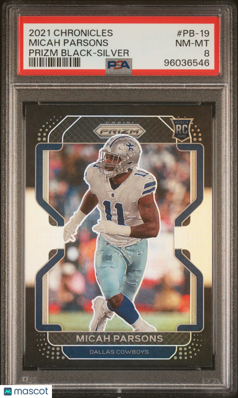 2021 Chronicles Prizm Black Micah Parsons Silver Rookie PSA 8 Dallas Cowboys - Graded Sports Cards