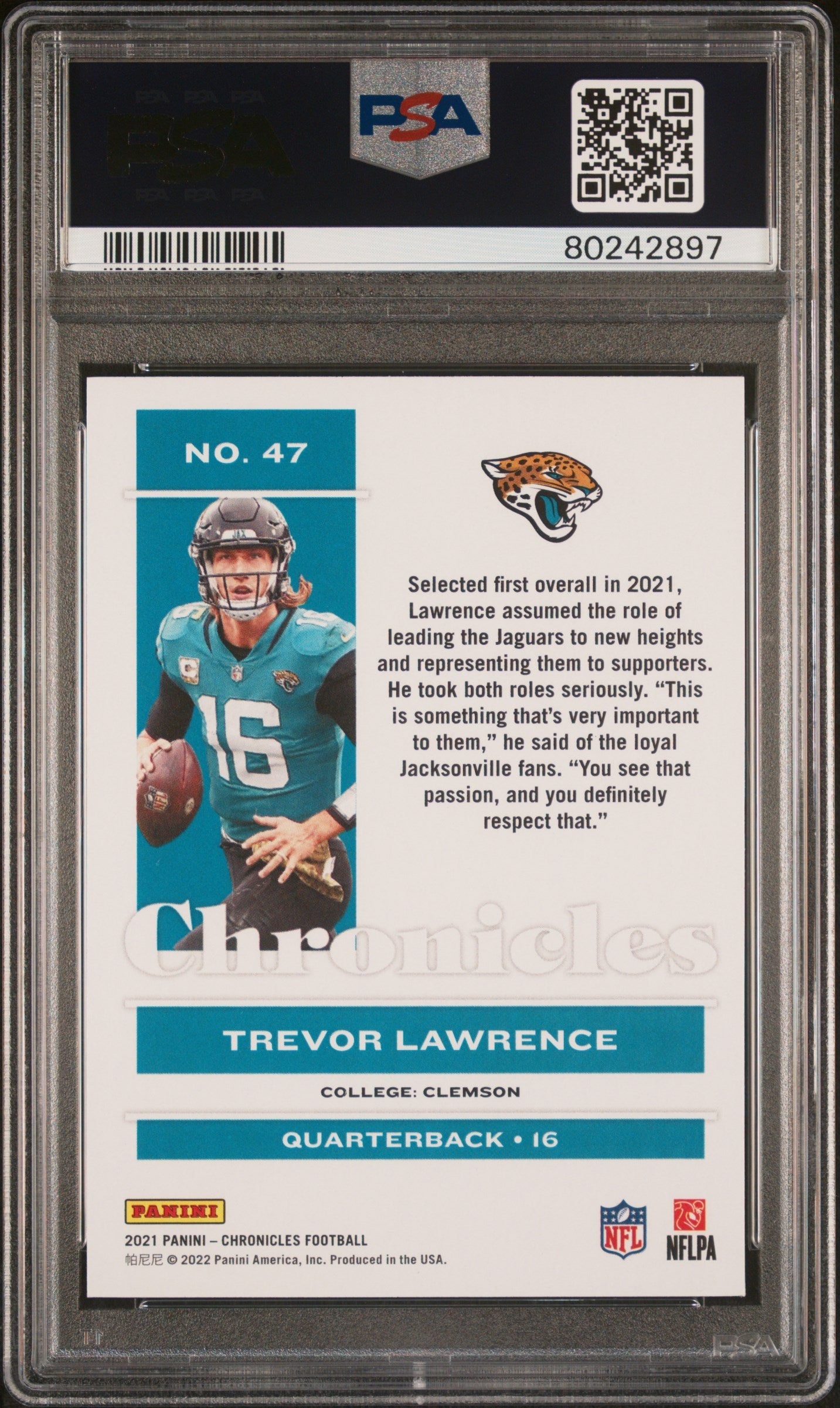 2021 Chronicles Trevor Lawrence Rookie #47 PSA 10 GEM MINT Jacksonville Jaguars - Graded Sports Cards