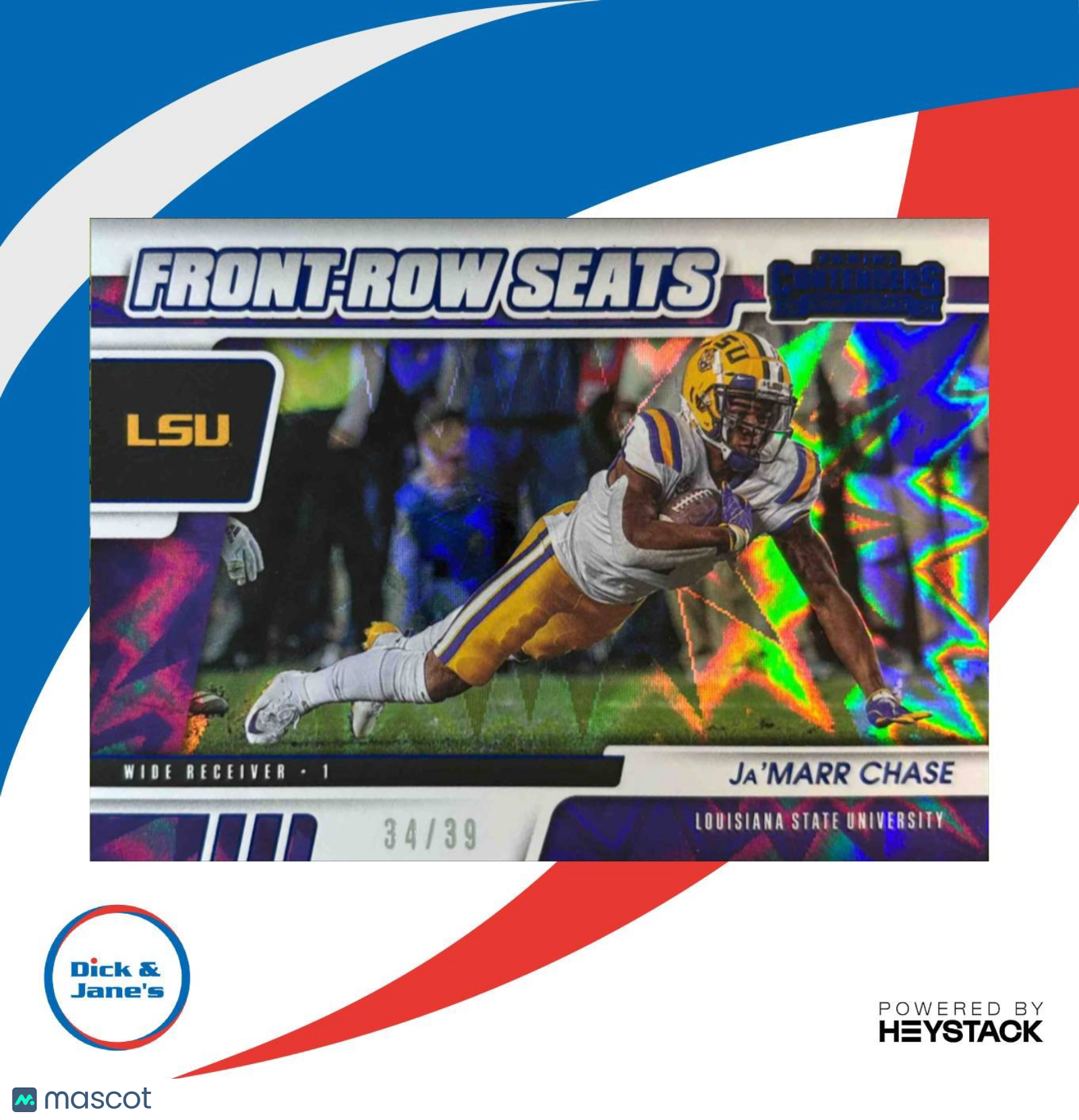 2021 Contenders Draft Picks Ja’Marr Chase Front Row Seats Blue Explosion /39 RC - Sports Cards