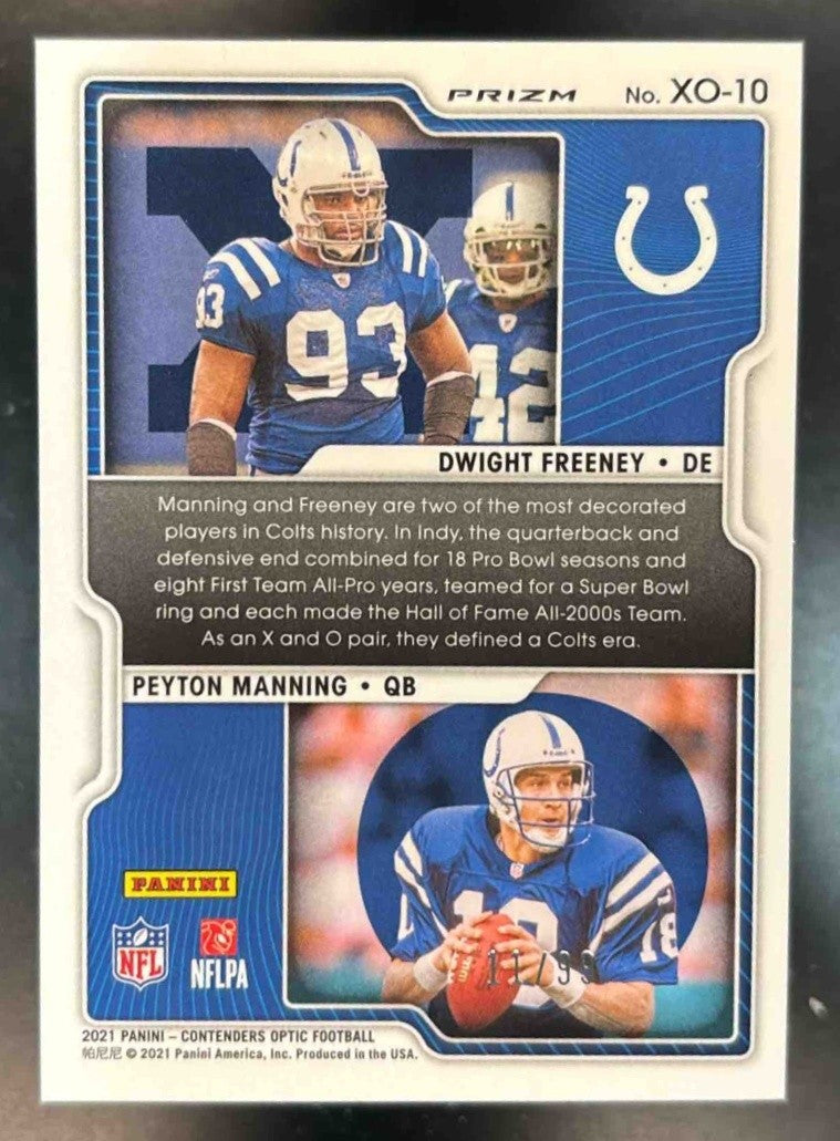 2021 Contenders Optic Dwight Freeney Peyton Manning Xs and Os Blue /99 Colts - Sports Cards