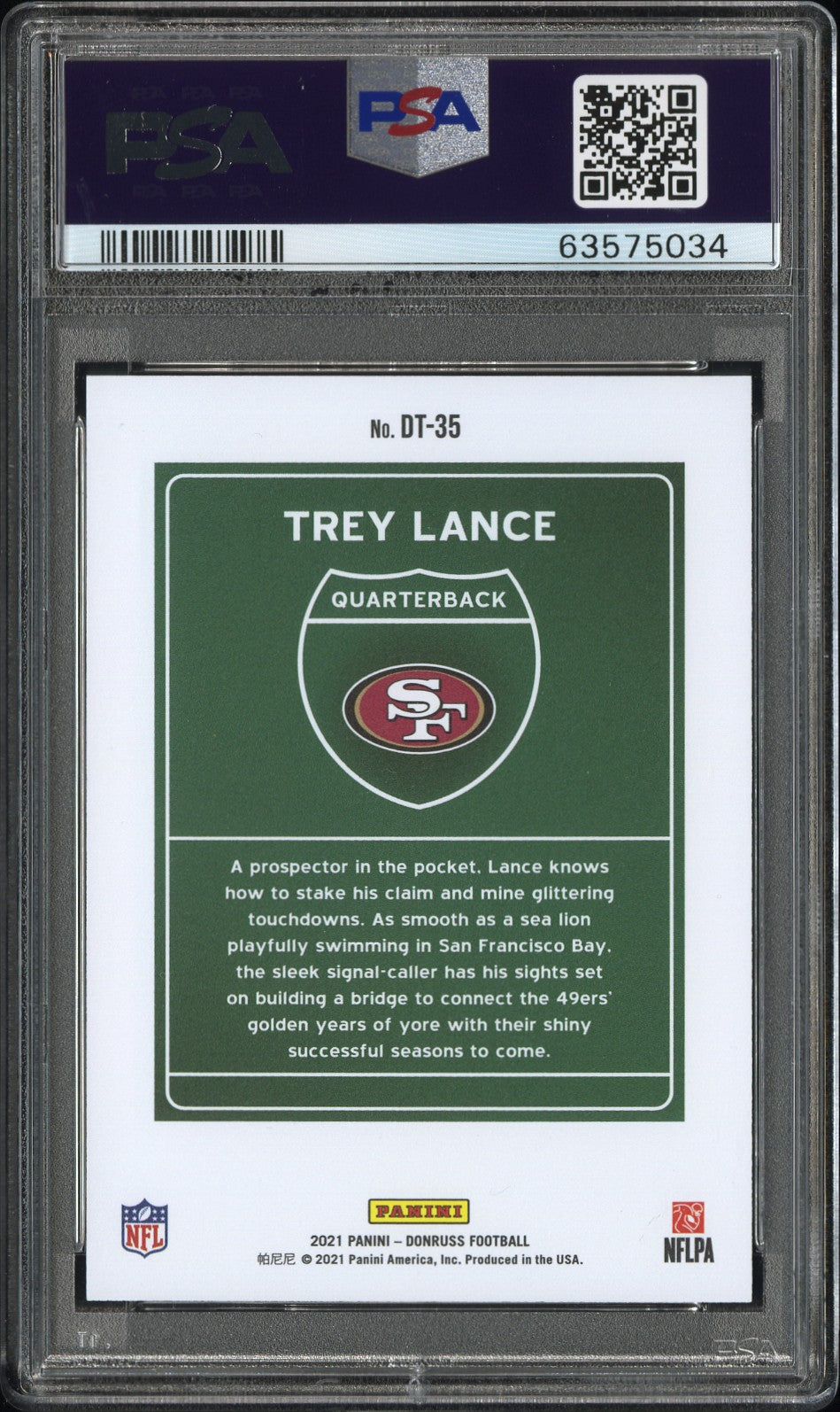 2021 Donruss Downtown Trey Lance Downtown! Rookie PSA 10 San Francisco 49ers Graded Sports Cards