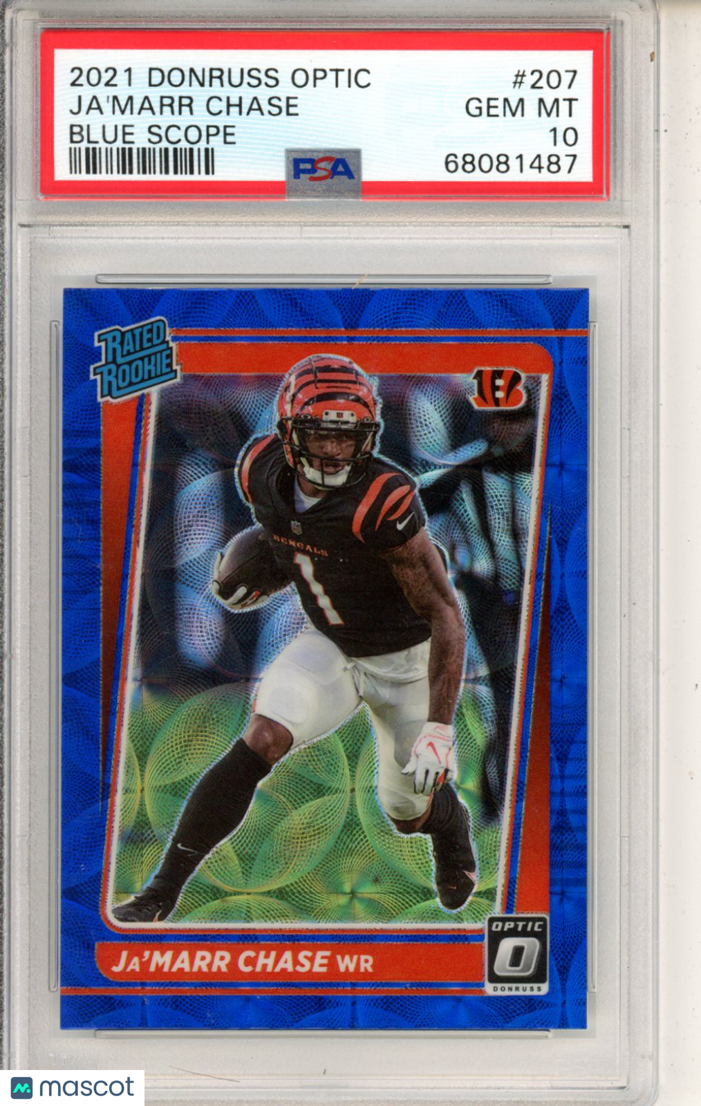 2021 Donruss Optic Ja’marr Chase Blue Scope Rookie 207 PSA 10 Cincinnati Bengals Graded Sports Cards
