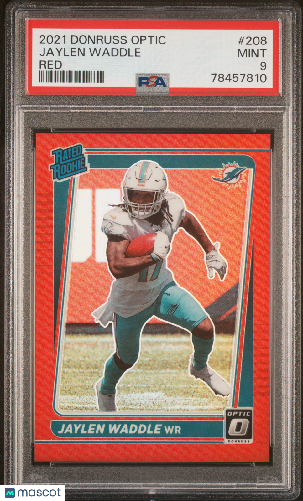 2021 Donruss Optic Jaylen Waddle True Red Rated Rookie #208 PSA 9 Miami Dolphins - Graded Sports Cards