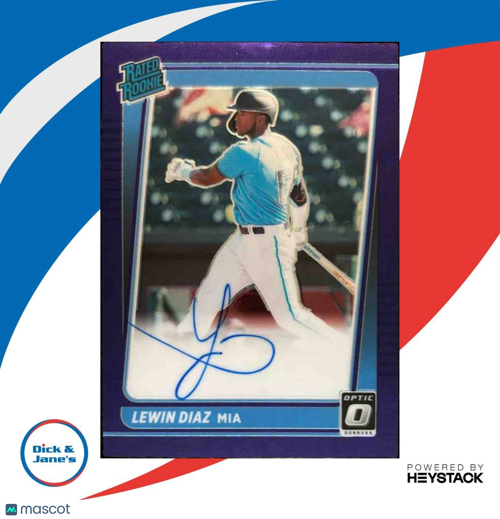 2021 Donruss Optic Lewin Diaz Signatures Purple /99 Auto RC Miami Marlins - Sports Cards