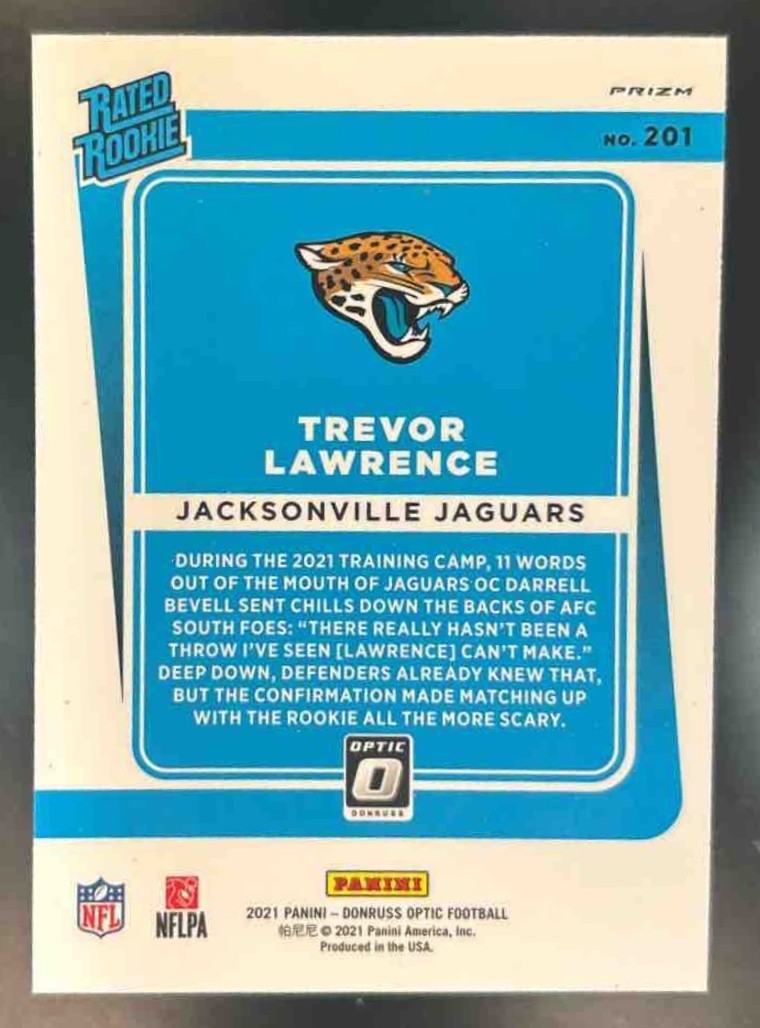 2021 Donruss Optic Trevor Lawrence Blue Scope #201 RC Jacksonville Jaguars - Sports Cards
