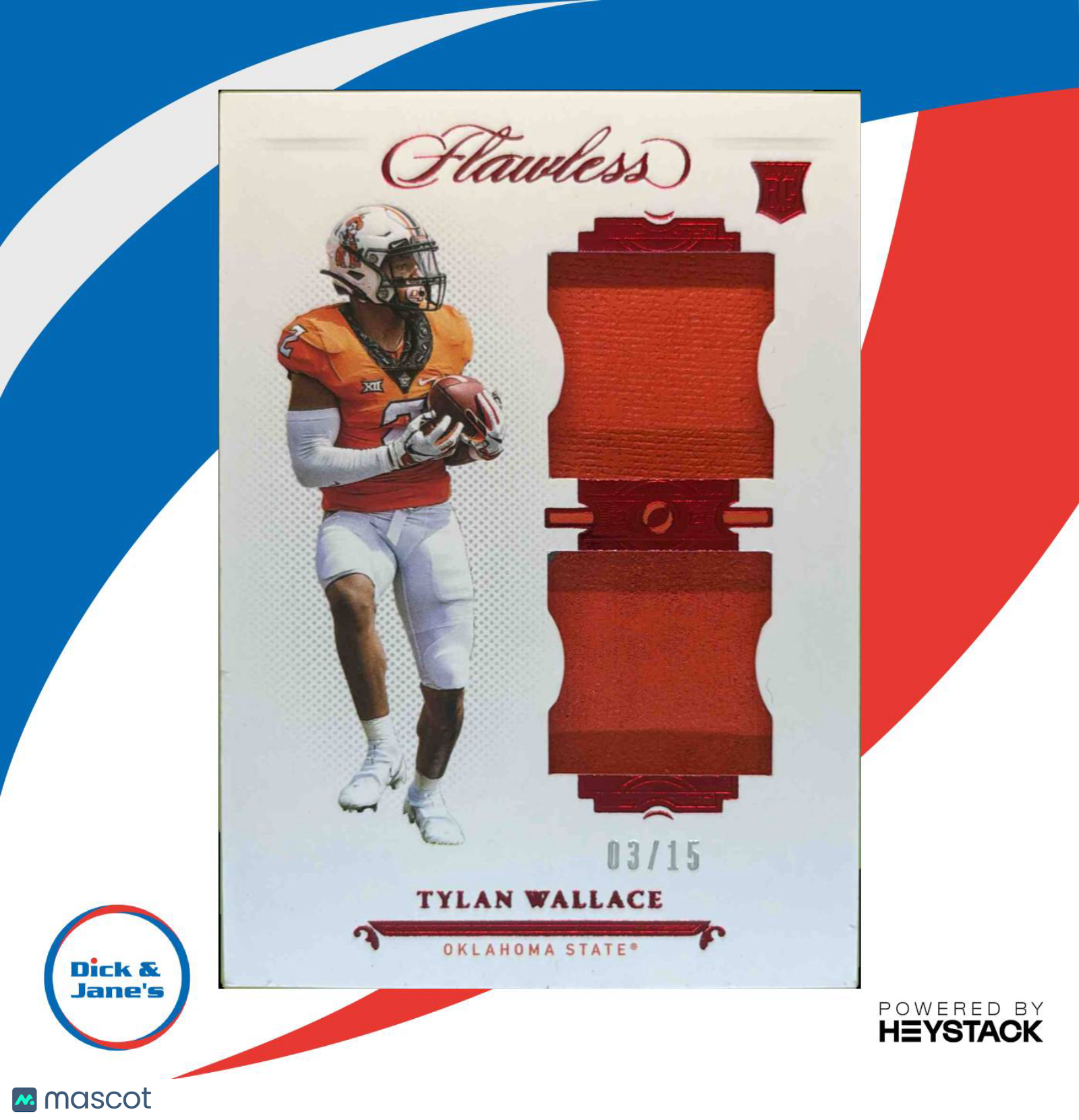 2021 Flawless Collegiate Tylan Wallace Rookie Dual Patches Ruby 3/15 #RDP-31 OSU - Sports Cards