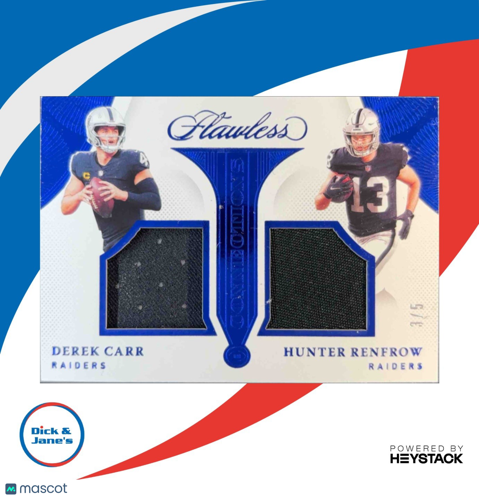 2021 Flawless Derek Carr Hunter Renfrow Connections Sapphire 3/5 MEM Raiders - Sports Cards