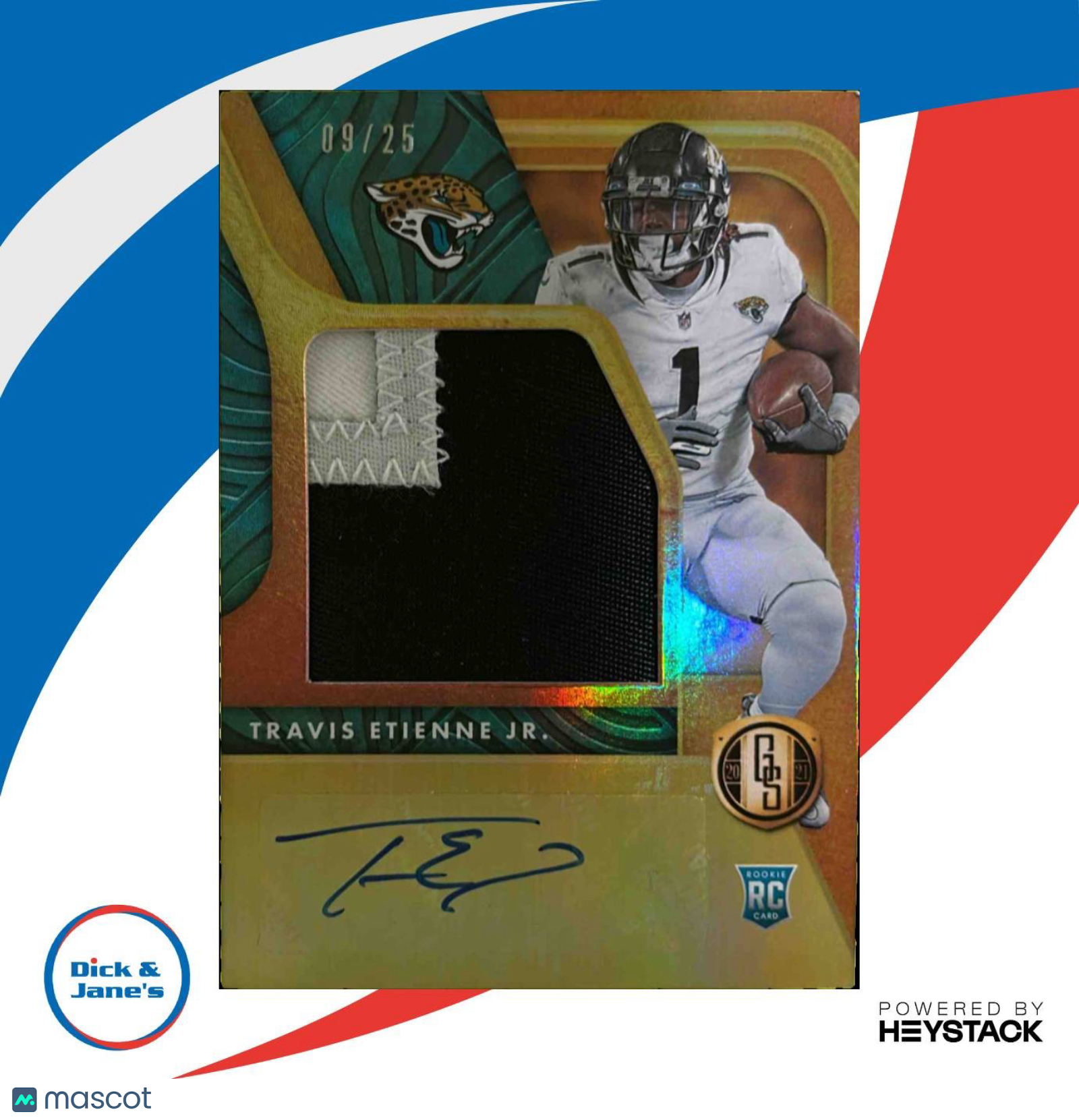 2021 Gold Standard Travis Etienne Rookie Jersey Auto Jumbo Prime 9/25 RC Jaguars - Sports Cards