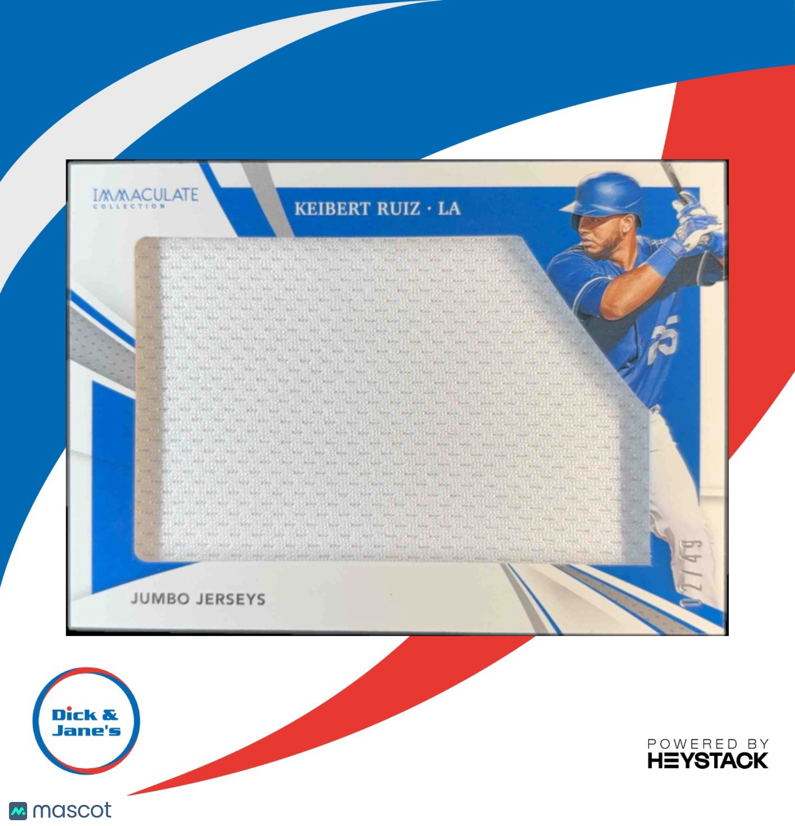 2021 Immaculate Collection Keibert Ruiz Jumbo Jerseys /49 RC Los Angeles Dodgers - Sports Cards