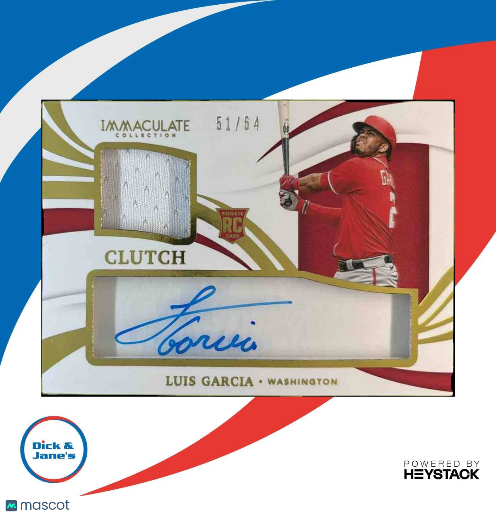 2021 Immaculate Collection Luis Garcia Patch Auto /64 Auto RC Nationals - Sports Cards