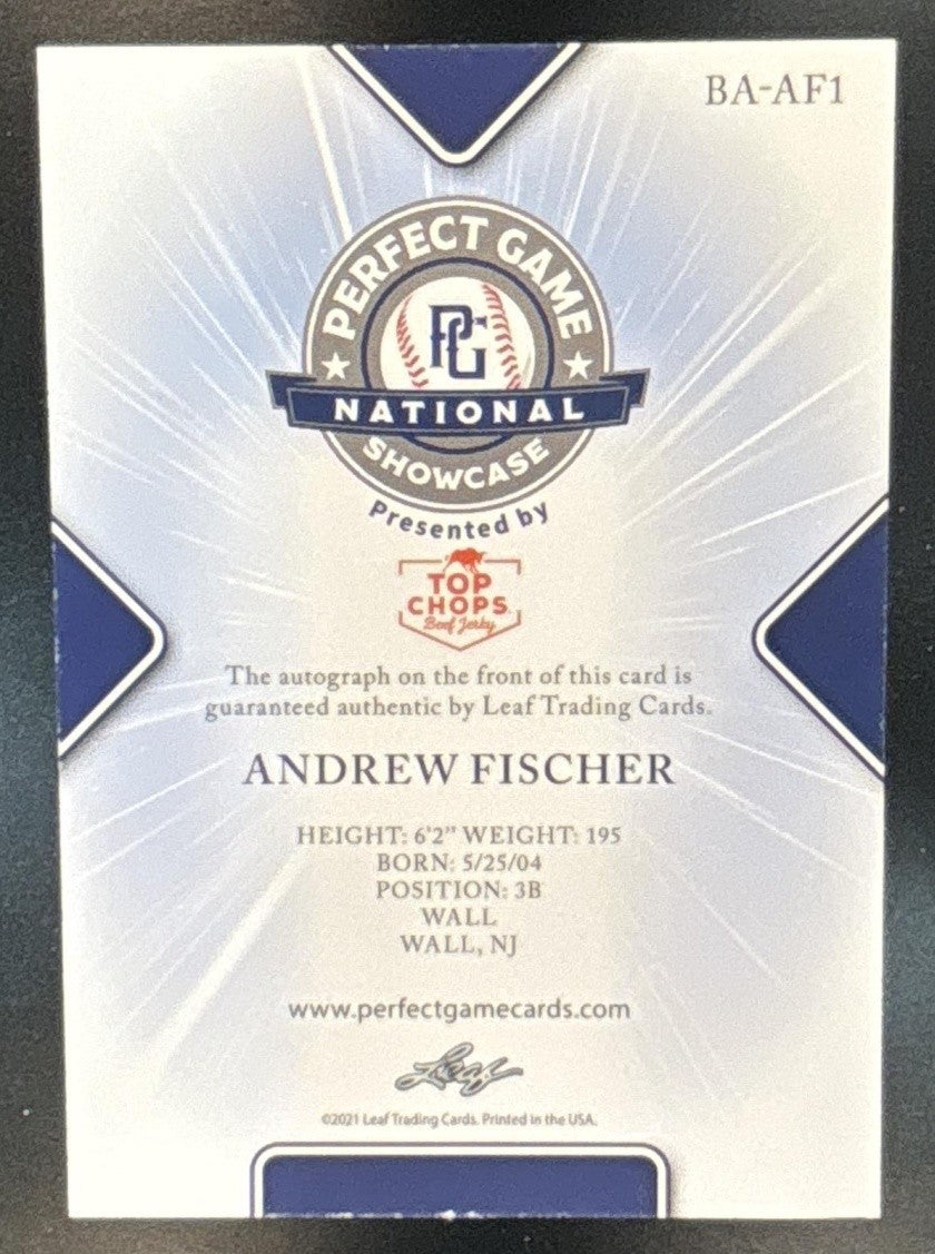 2021 Leaf Perfect Game National Showcase Andrew Fischer Auto Orange /30 #BA-AF1 - Sports Cards