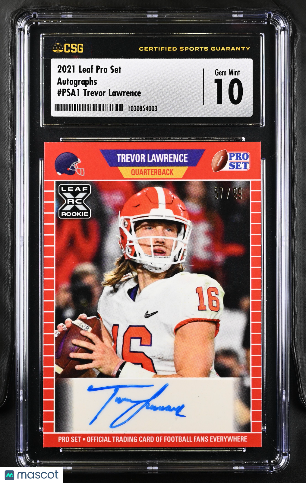 2021 Leaf Pro Set Trevor Lawrence Rookie 57/99 Autographs CGC 10 AUTO 10 - Graded Sports Cards