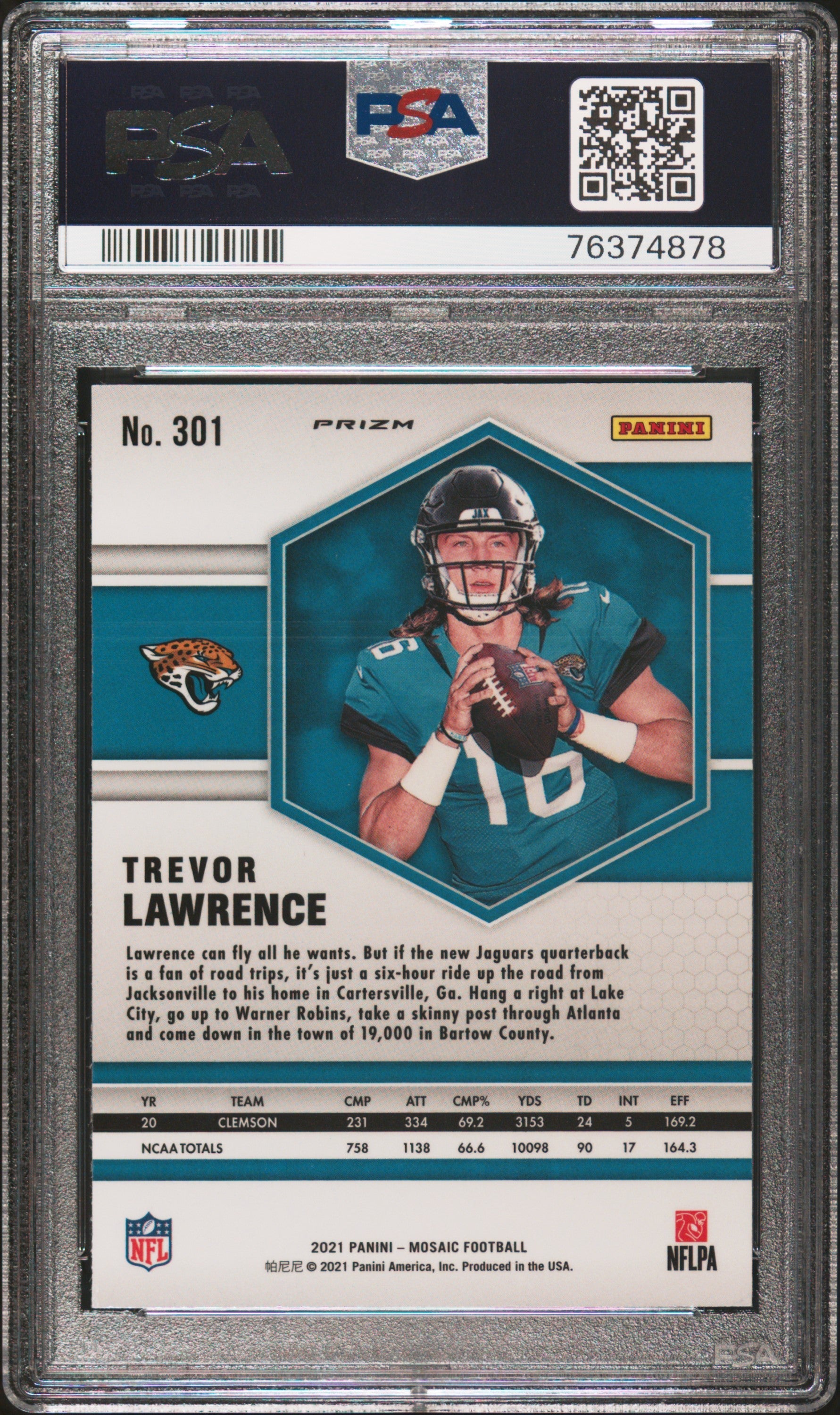 2021 Mosaic Trevor Lawrence Rookie #301 PSA 10 GEM MINT Jacksonville Jaguars - Graded Sports Cards