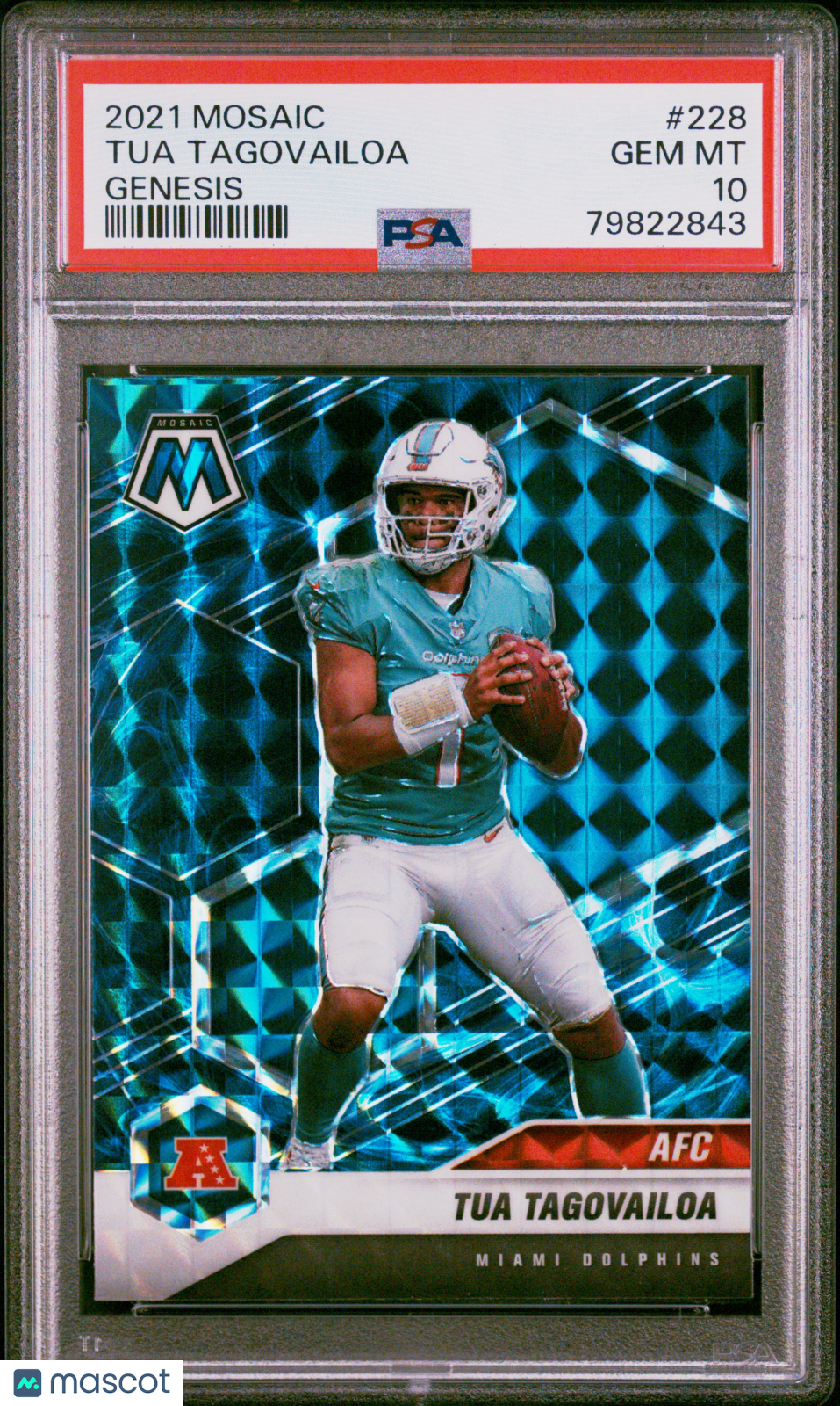 2021 Mosaic Tua Tagovailoa Genesis Rookie #228 PSA 10 GEM MINT Miami Dolphins - Graded Sports Cards