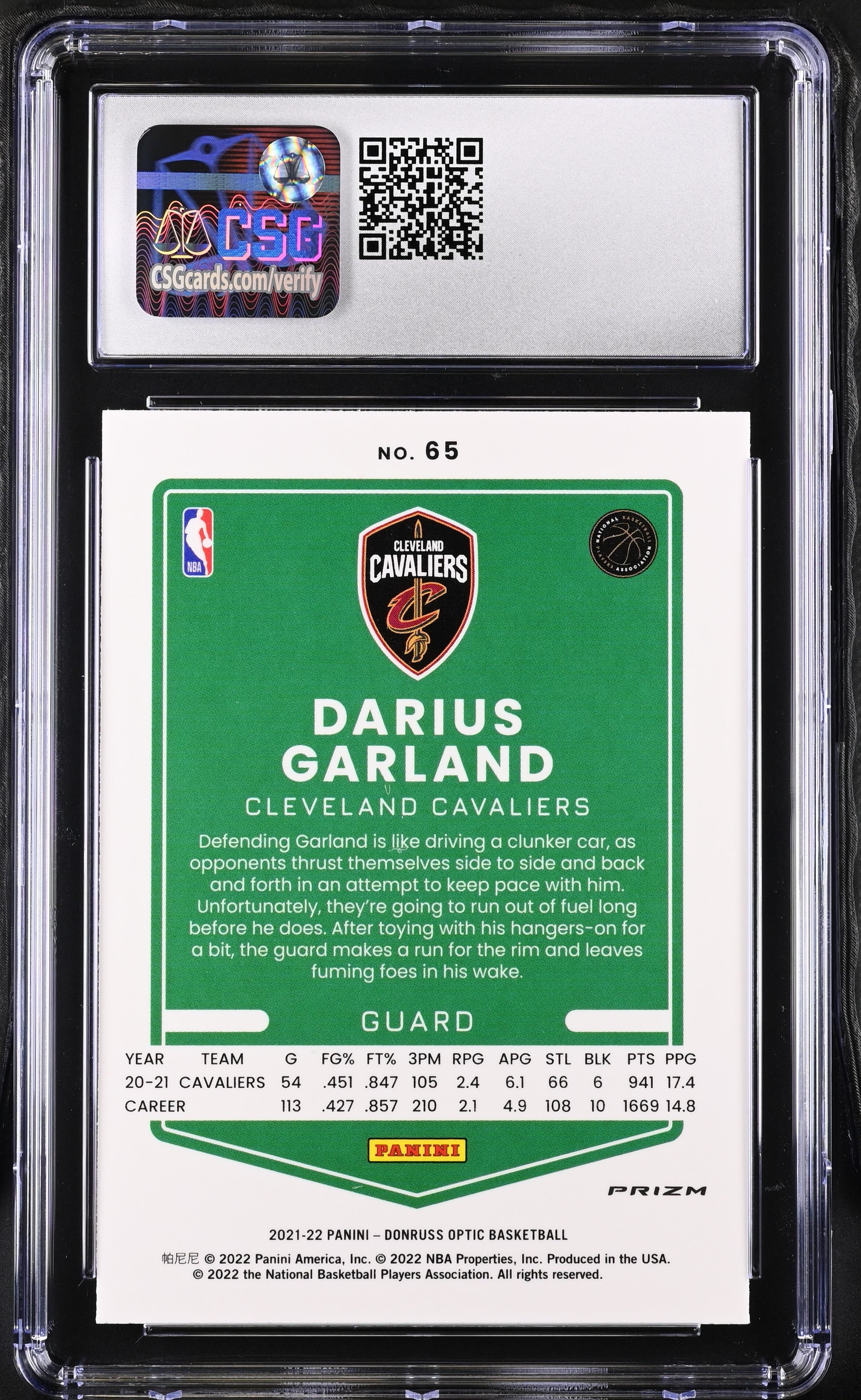 2021 Optic Darius Garland Red & Green #65 CGC 9 - Graded Sports Cards