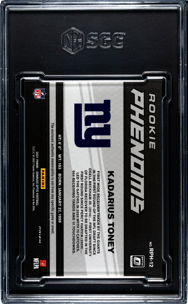 2021 Optic Kadarius Toney Rookie Phenoms Material Red Prizm #RPH-12 SGC 9.5 - Graded Sports Cards
