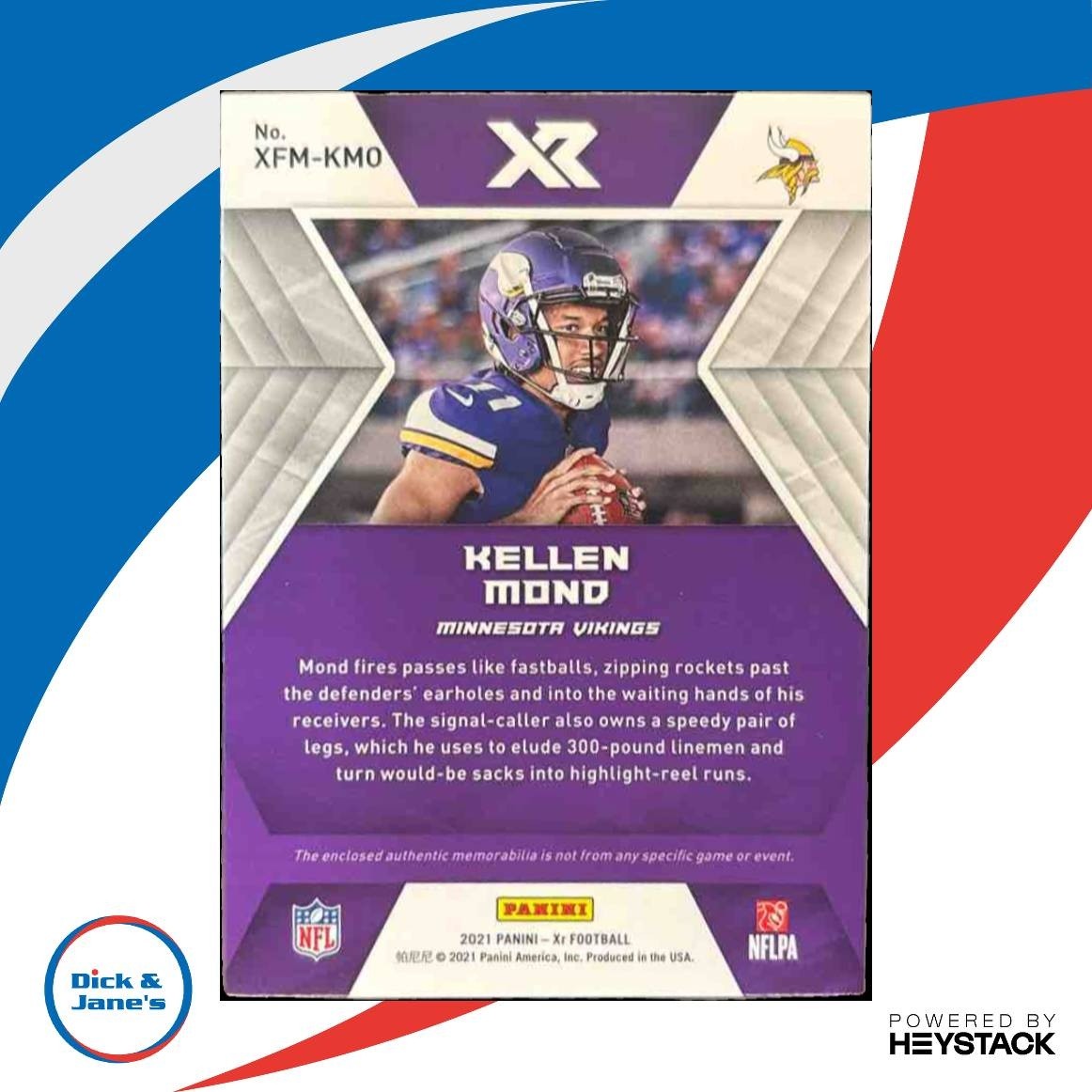2021 Panini Absolute Kellen Mond Xfactor Materials MEM RC Minnesota Vikings - Sports Cards
