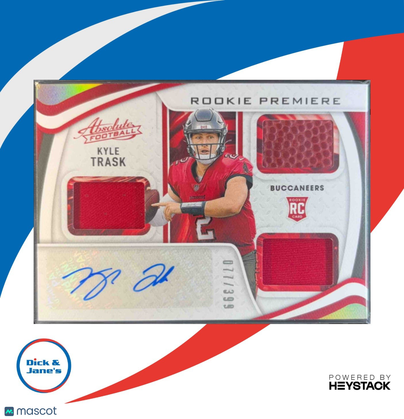2021 Panini Absolute Kyle Trask 77/399 #221 RC Auto Tampa Bay Buccaneers - Sports Cards