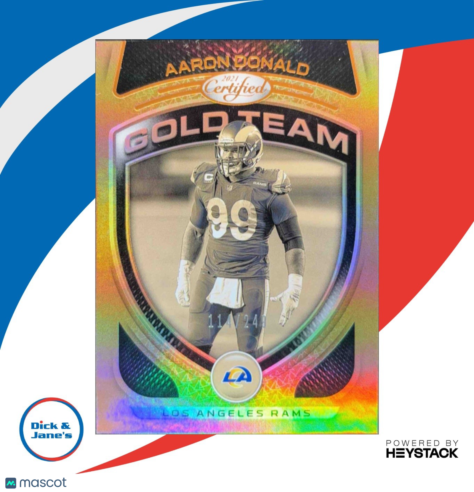 2021 Panini Certified Aaron Donald Gold Team Mirror Bronze /249 Los Angeles Rams - Sports Cards