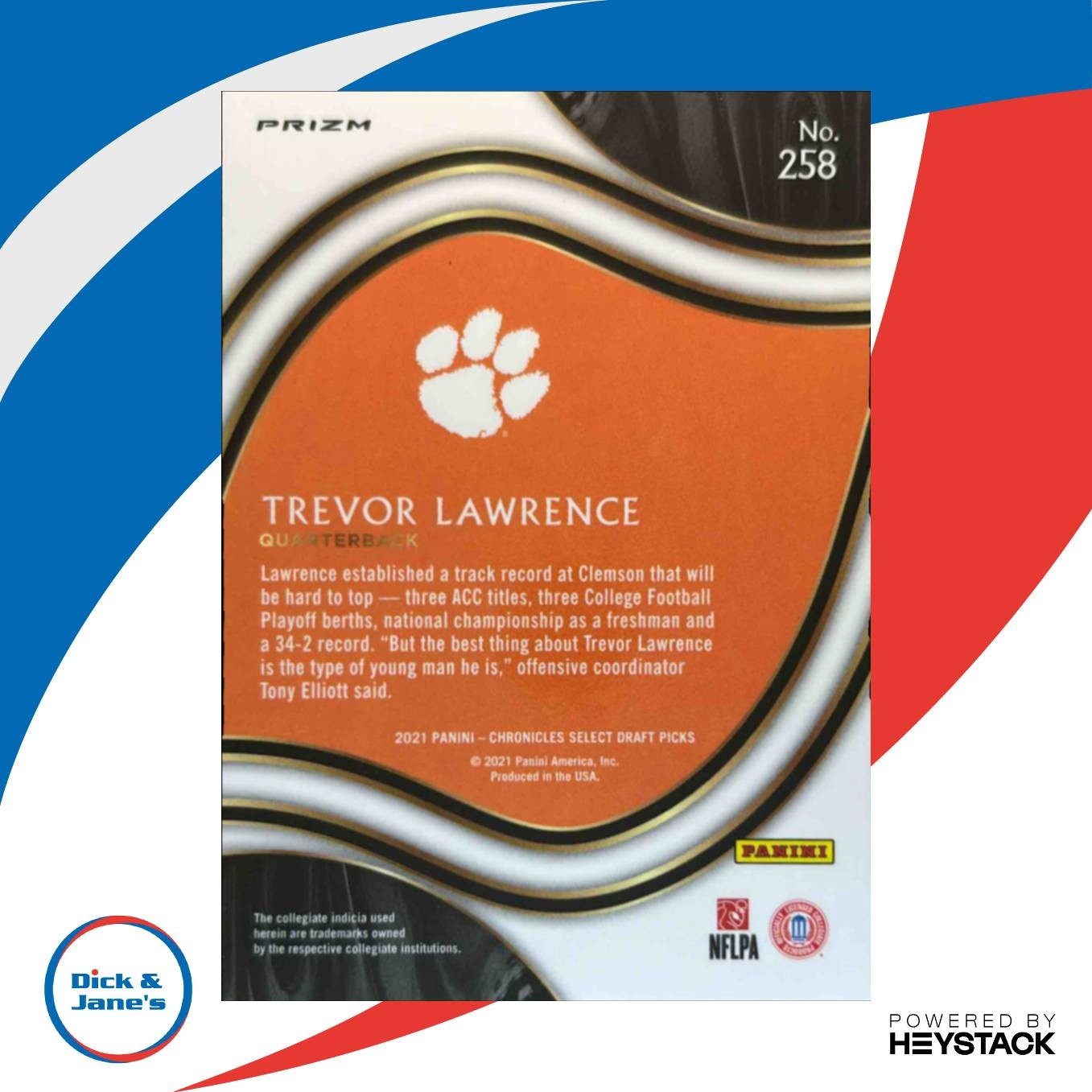 2021 Panini Chronicles Draft Picks Trevor Lawrence Select Silver #258 RC Tigers - Sports Cards