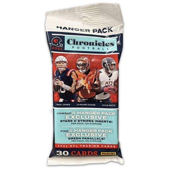 2021 Panini Chronicles Football 30-Card Hanger Pack / Box (Green Parallels) - NFL Hanger