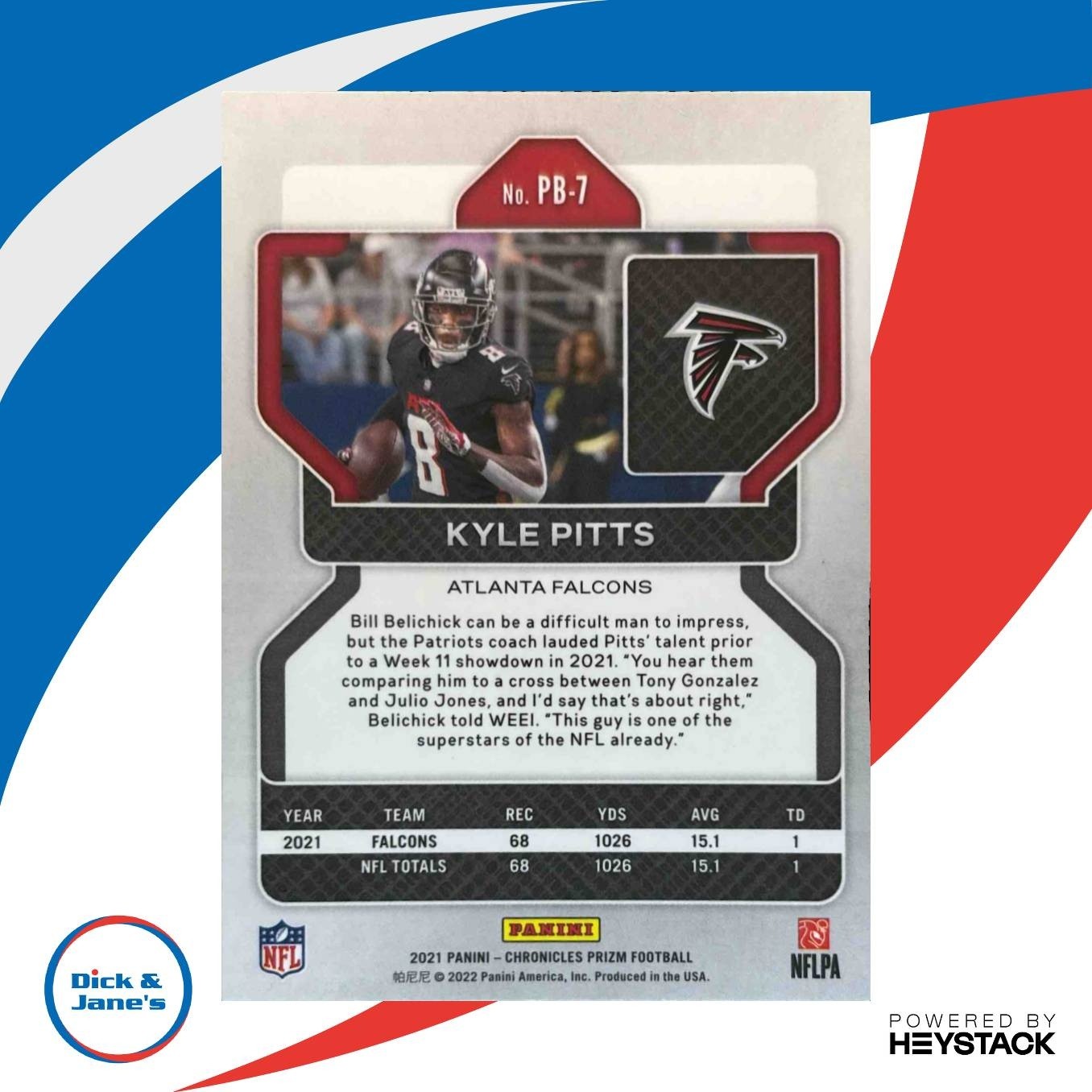2021 Panini Chronicles Kyle Pitts Prizm Black #PB-7 RC Atlanta Falcons - Sports Cards