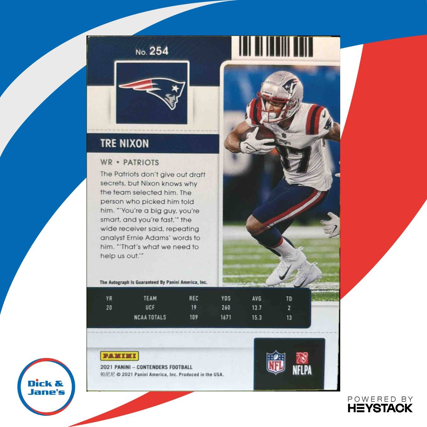 2021 Panini Contenders Tre Nixon Championship Ticket /49 #254 Auto RC Patriots - Sports Cards