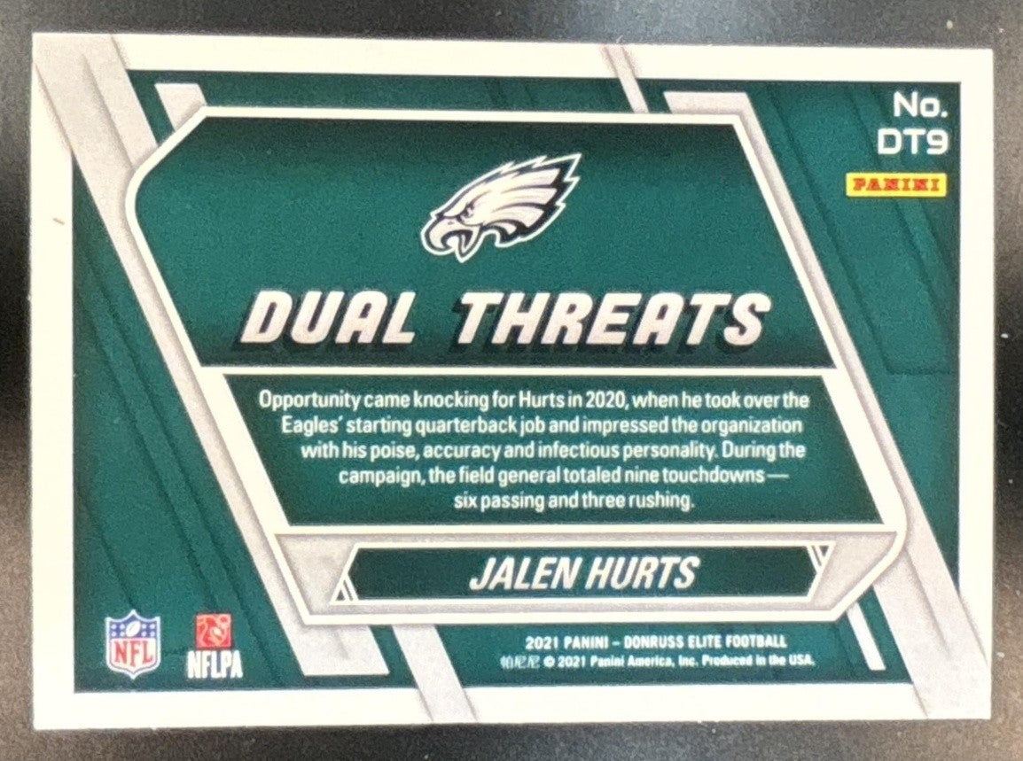 2021 Panini Donruss Elite Jalen Hurts Dual Threats Green Philadelphia Eagles - Sports Cards