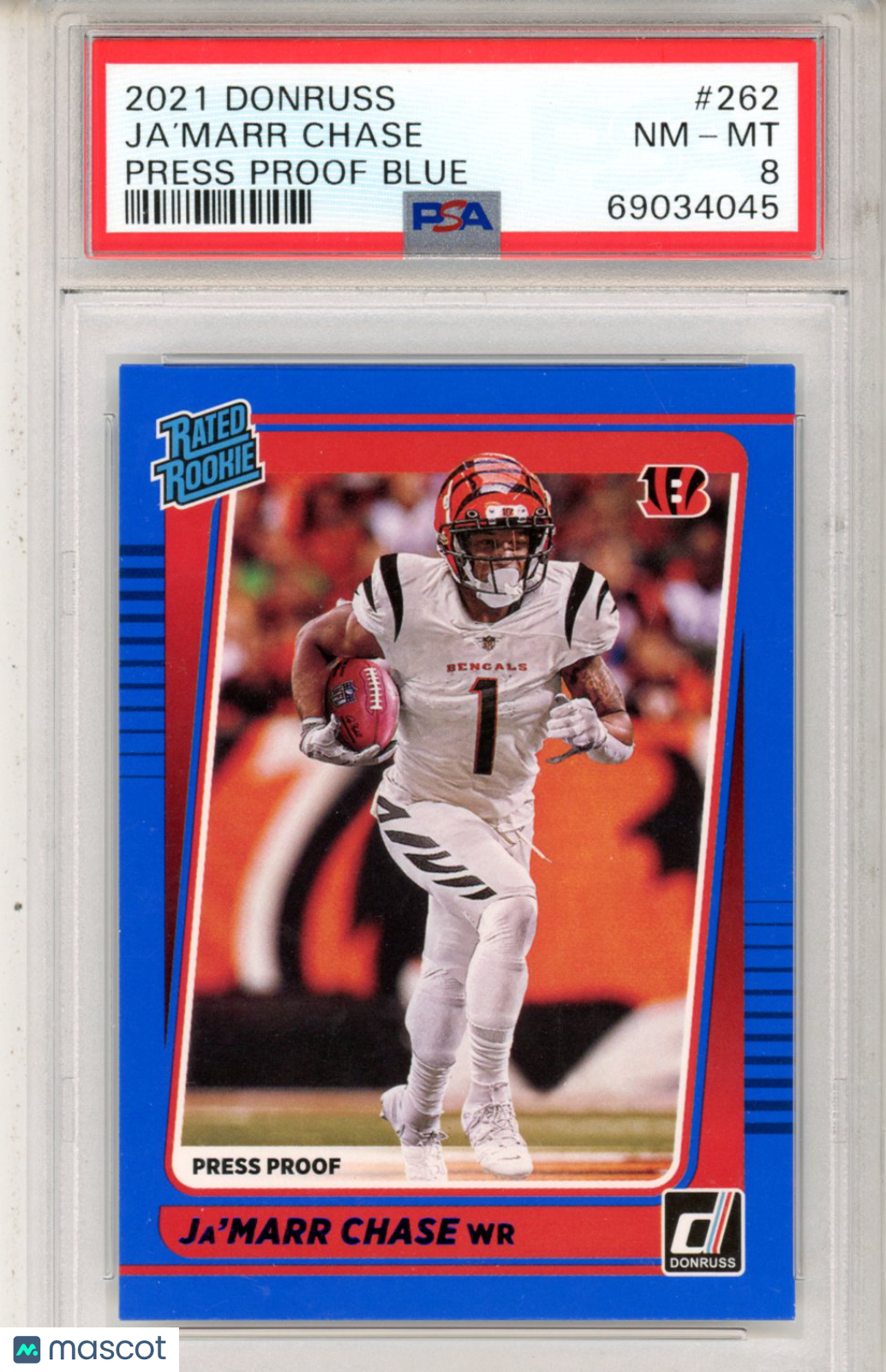 2021 Panini Donruss Ja’marr Chase Press Proof Blue #262 PSA 8 - Graded Sports Cards
