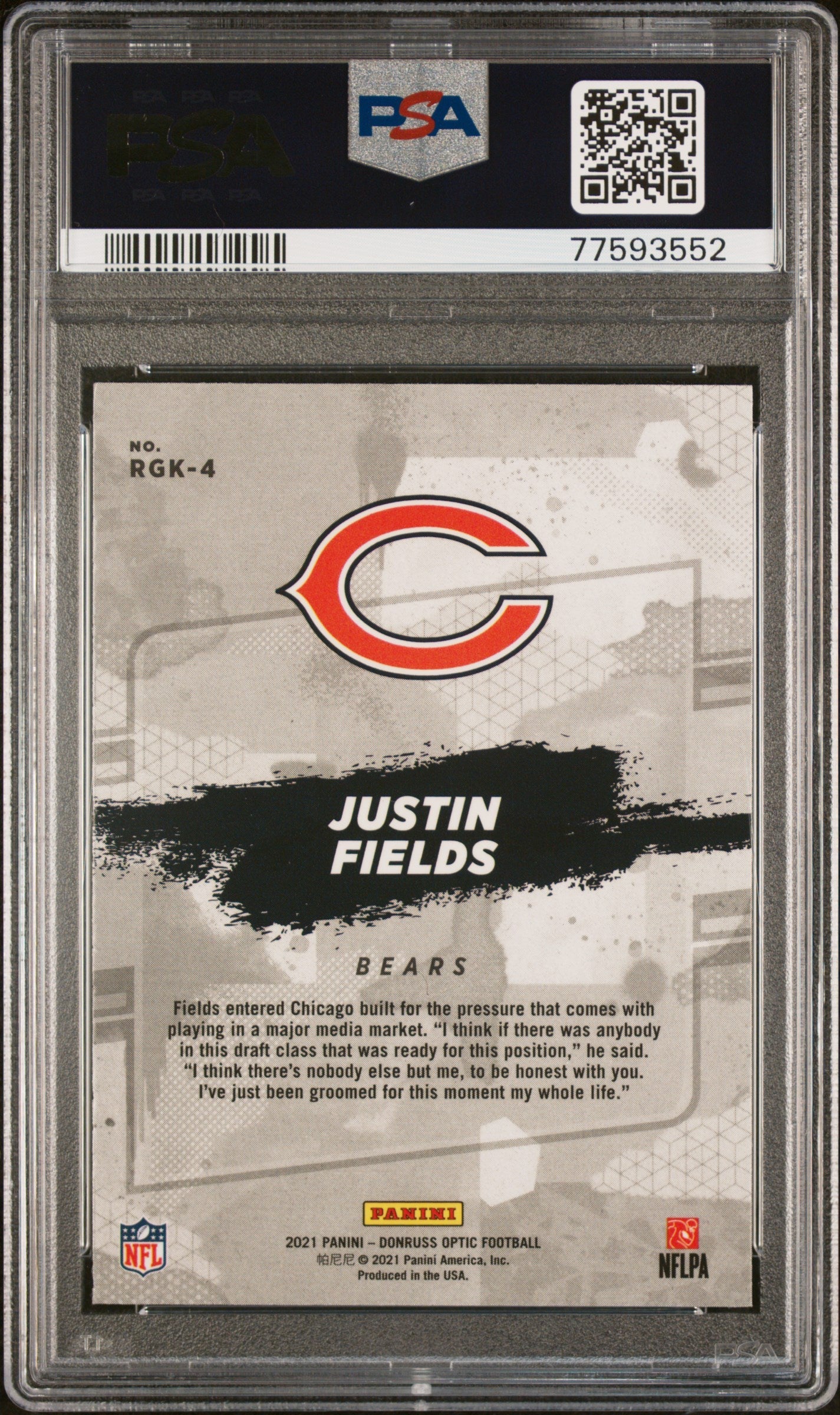 2021 Panini Donruss Optic Rookie Gridiron Kings Justin Fields #RGK4 PSA 9 - Graded Sports Cards