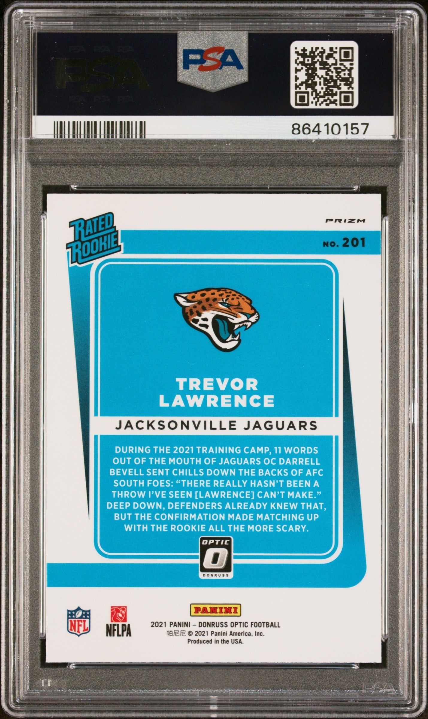 2021 Panini Donruss Optic Trevor Lawrence Pink Rookie #201 PSA 9 MINT Jaguars - Graded Sports Cards