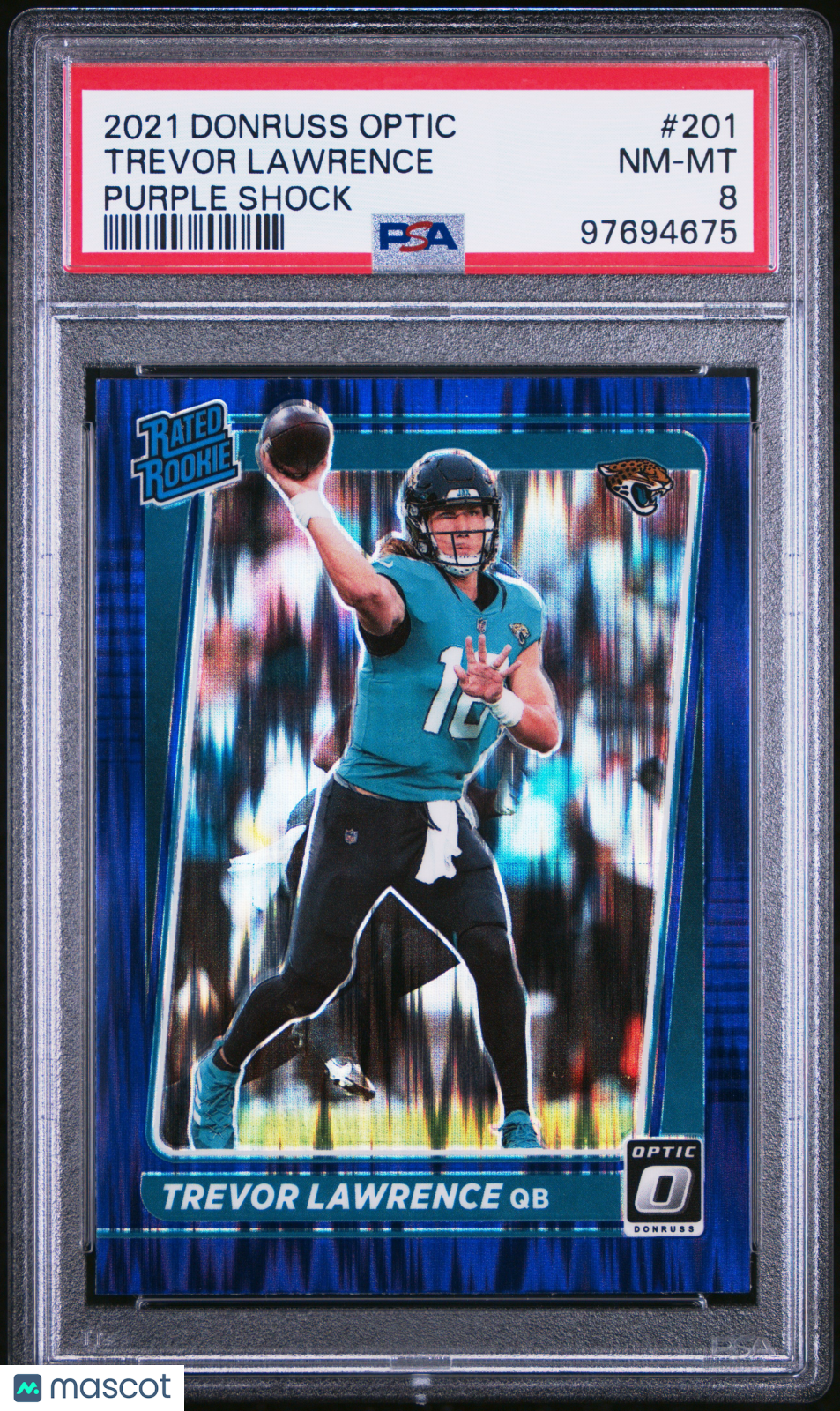 2021 Panini Donruss Optic Trevor Lawrence Purple Shock #201 PSA 8 - Graded Sports Cards