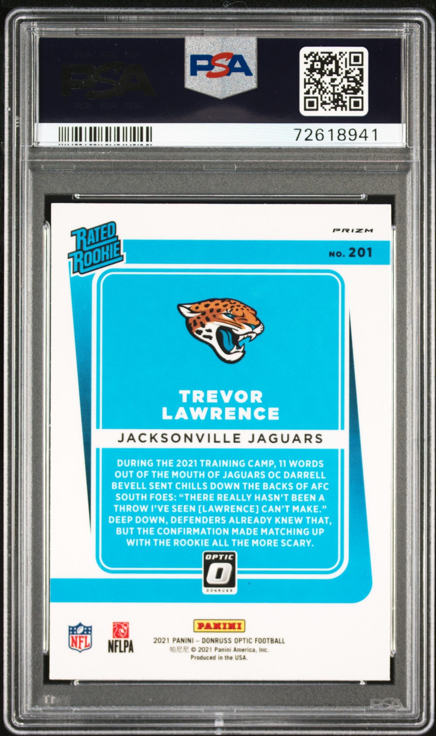 2021 Panini Donruss Optic Trevor Lawrence Purple Shock #201 PSA 9 - Graded Sports Cards