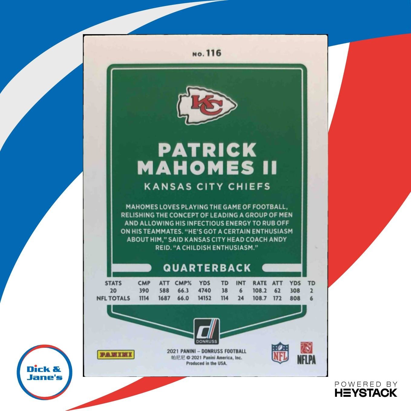 2021 Panini Donruss Patrick Mahomes II #116b Kansas City Chiefs - Sports Cards