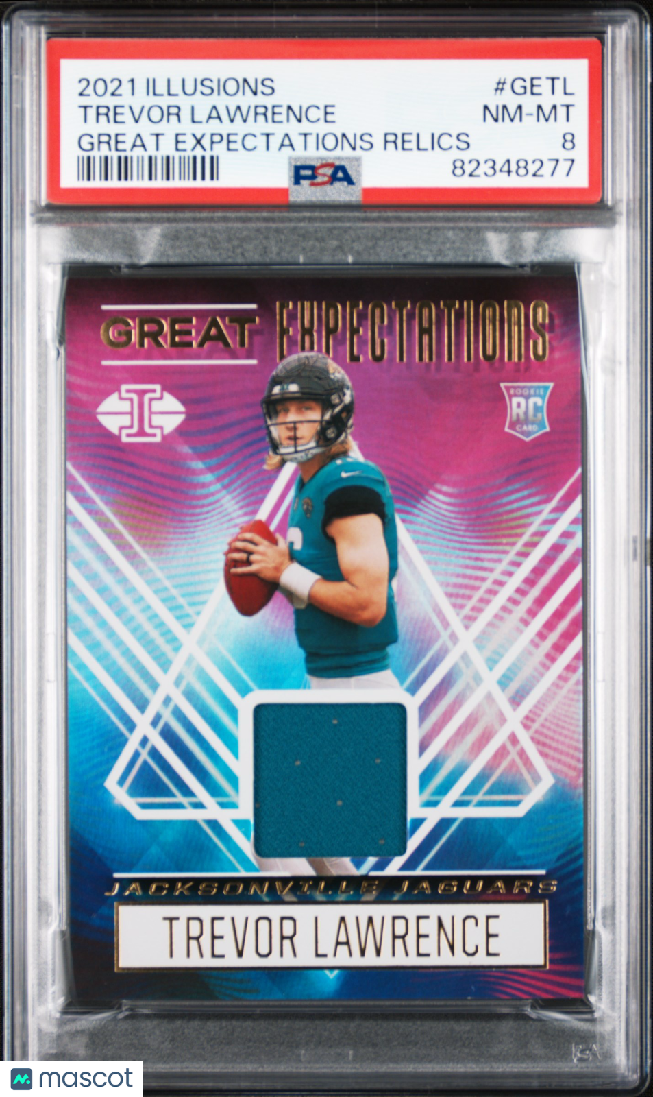 2021 Panini Illusions Great Expectations Relics Trevor Lawrence PSA 8 Rookie - Graded Sports Cards