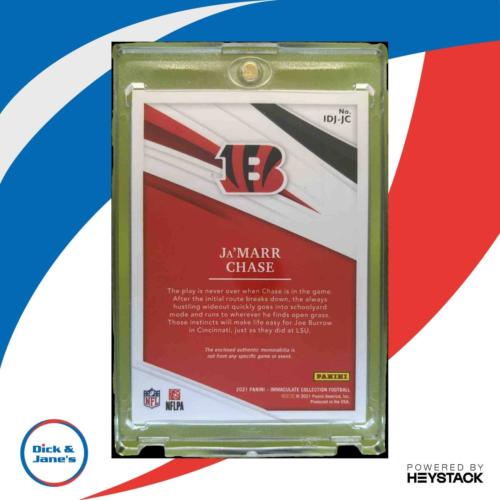 2021 Panini Immaculate Ja’Marr Chase Dual Jerseys Gold /10 RC (See Image Corners) - Sports Cards