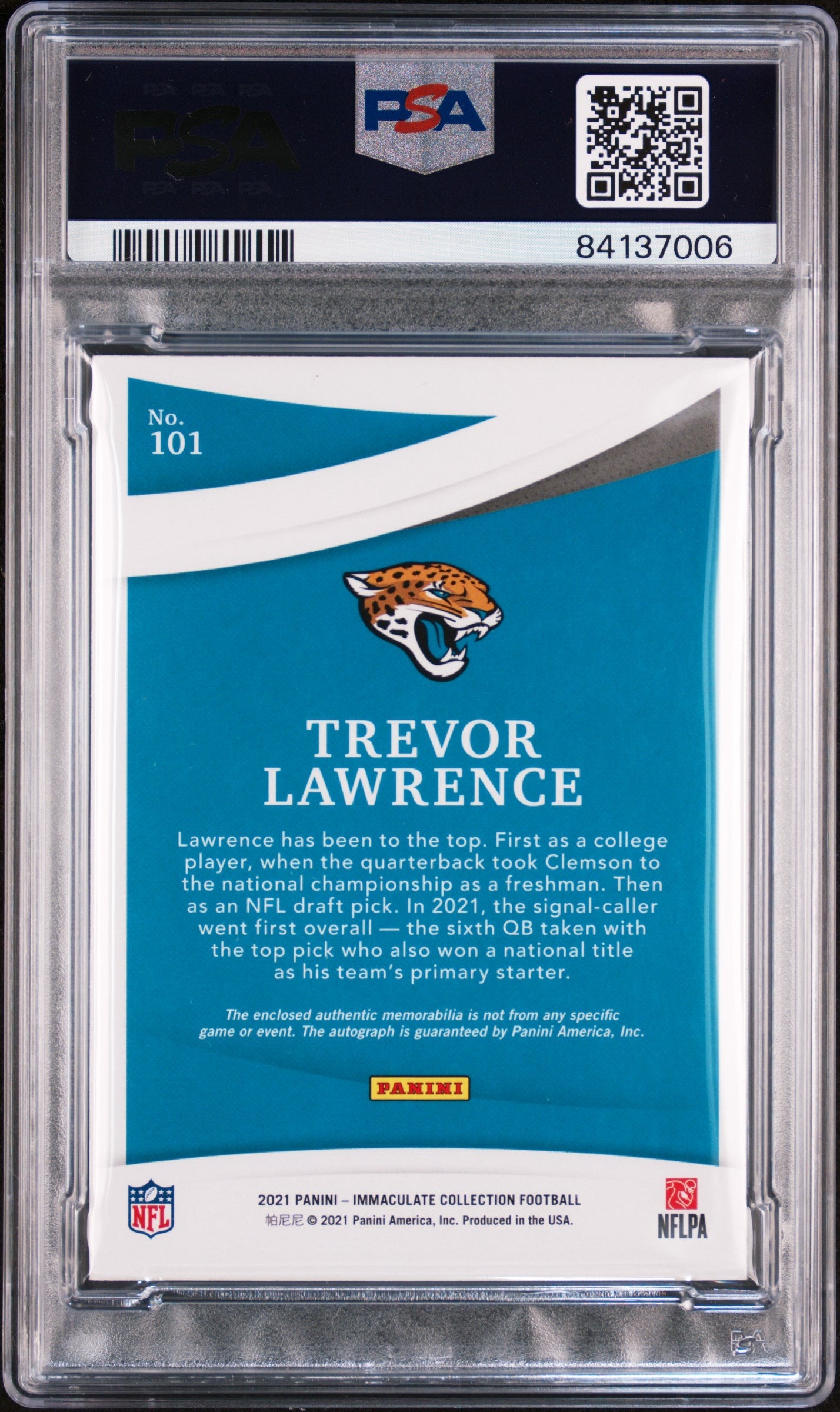 2021 Panini Immaculate Trevor Lawrence RPA 09/18 Premium Edition #101 PSA 8 - Graded Sports Cards