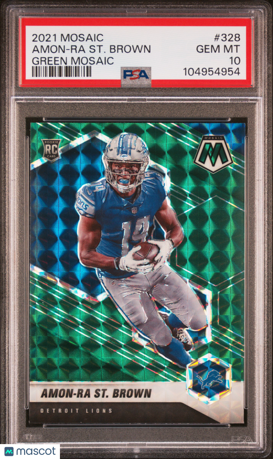 2021 Panini Mosaic Amon Ra ST. Brown Green Rookie #328 PSA 10 Detroit Lions Graded Sports Cards